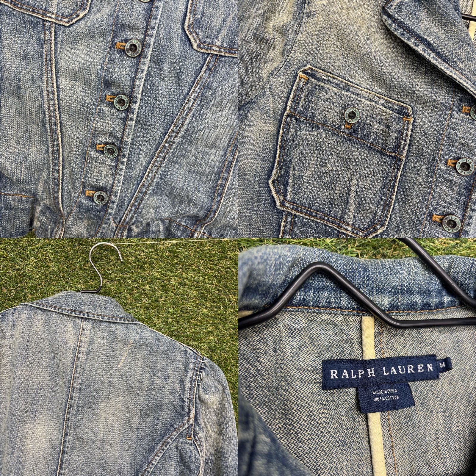 Polo Ralph Lauren VINTAGE Polo Ralph Lauren Navy Shawl Jacket Womens 14 Cotton Denim Jacket Short Sleeve Blue Buttoned Layered Cotton Lining Lightweight Solid Random? Size XL / US 12-14 / IT 48-50 - 8 Thumbnail