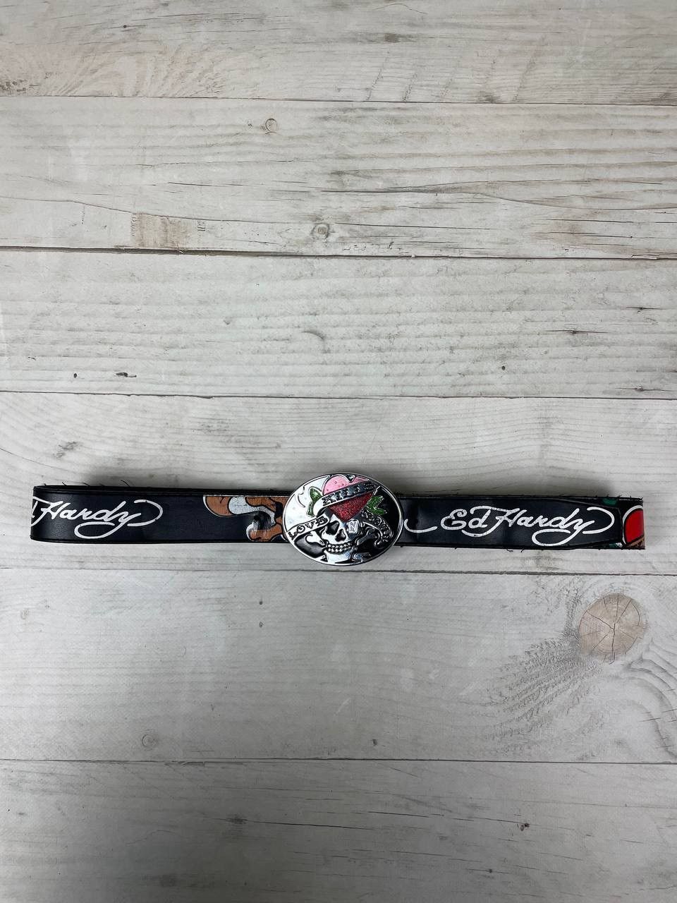Ed Hardy Vintage Ed Hardy Leather Belt Japan Y2K 90s Love Kills Size ONE SIZE - 2 Thumbnail