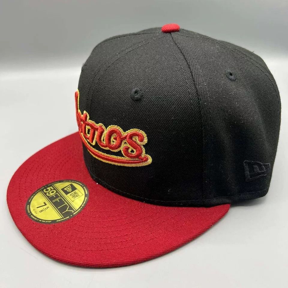 New Era Houston Astros Hat Men 7 5/8 59Fifty New Era MLB Fitted Cap Size ONE SIZE - 3 Thumbnail