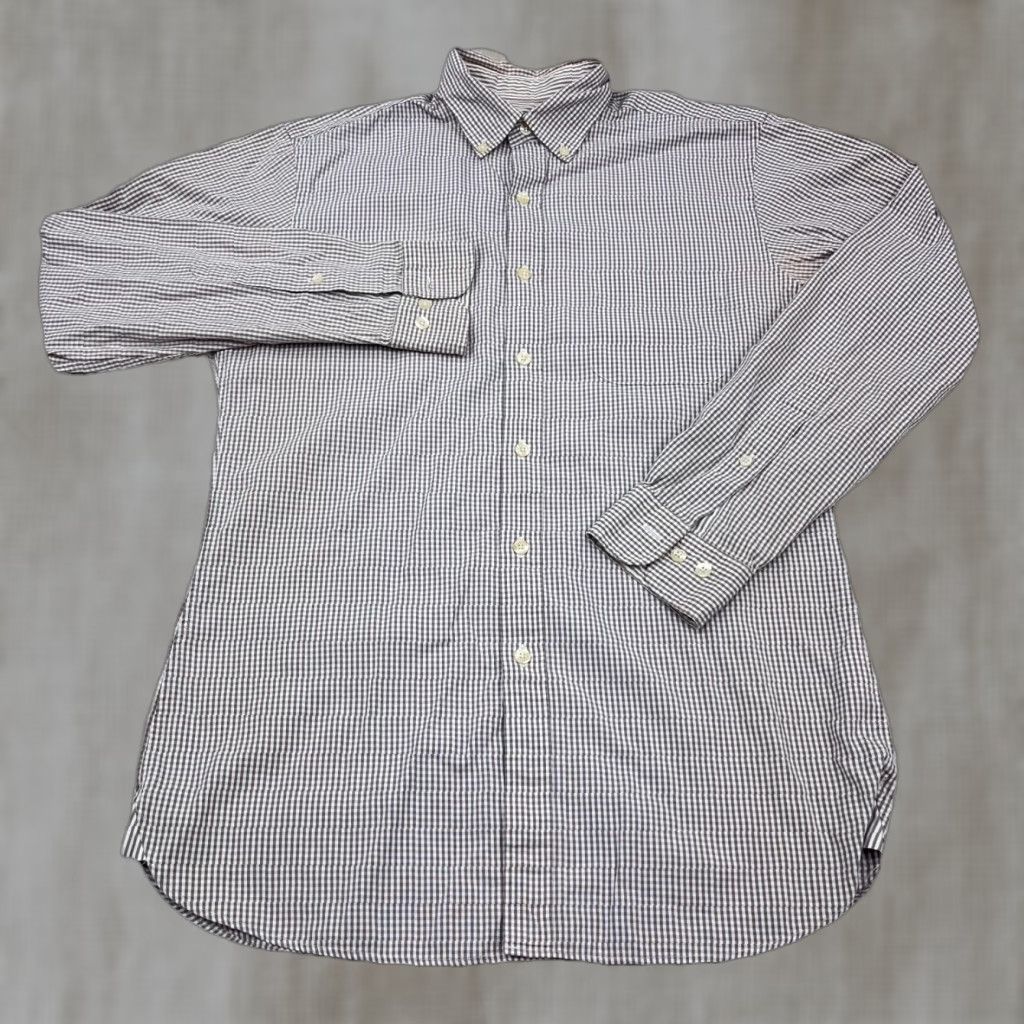 Brooks Brothers Brooks Brothers Shirt Men Small Gray White Striped Button-Up Dress Poplin Regular Sleeve Long Size 36R - 1 Thumbnail