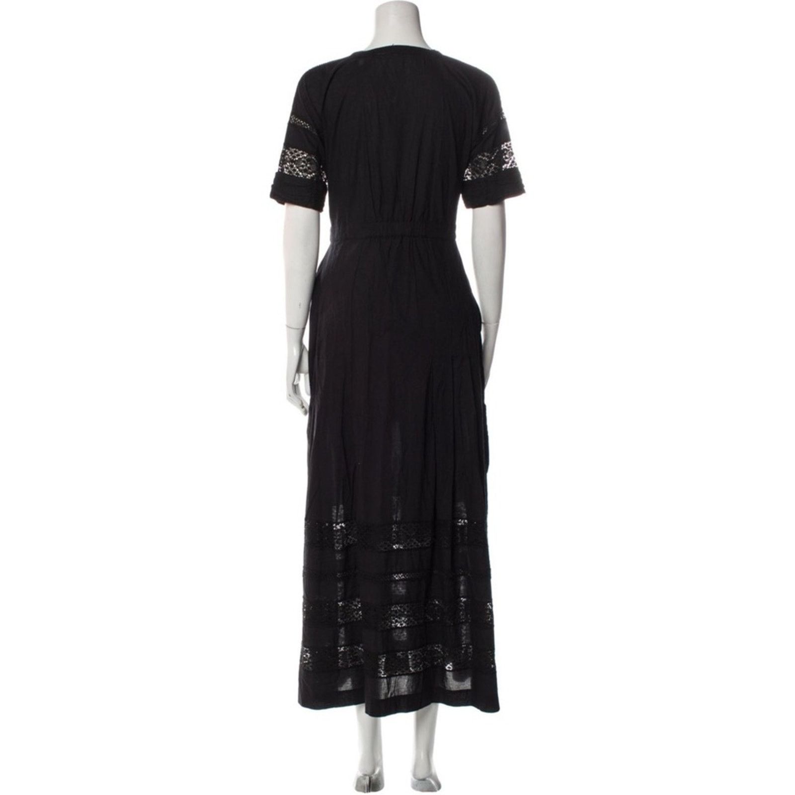 LoveShackFancy LoveShackFancy Edie Lace SS Long Dress - Black, Size M Size M / US 6-8 / IT 42-44 - 3 Thumbnail