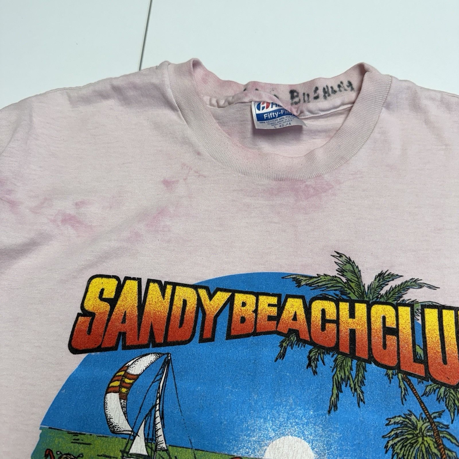 Vintage Vintage Sandy Beach Club The Reef Mexico Funny Party T Shirt Size US L / EU 52-54 / 3 - 5 Thumbnail