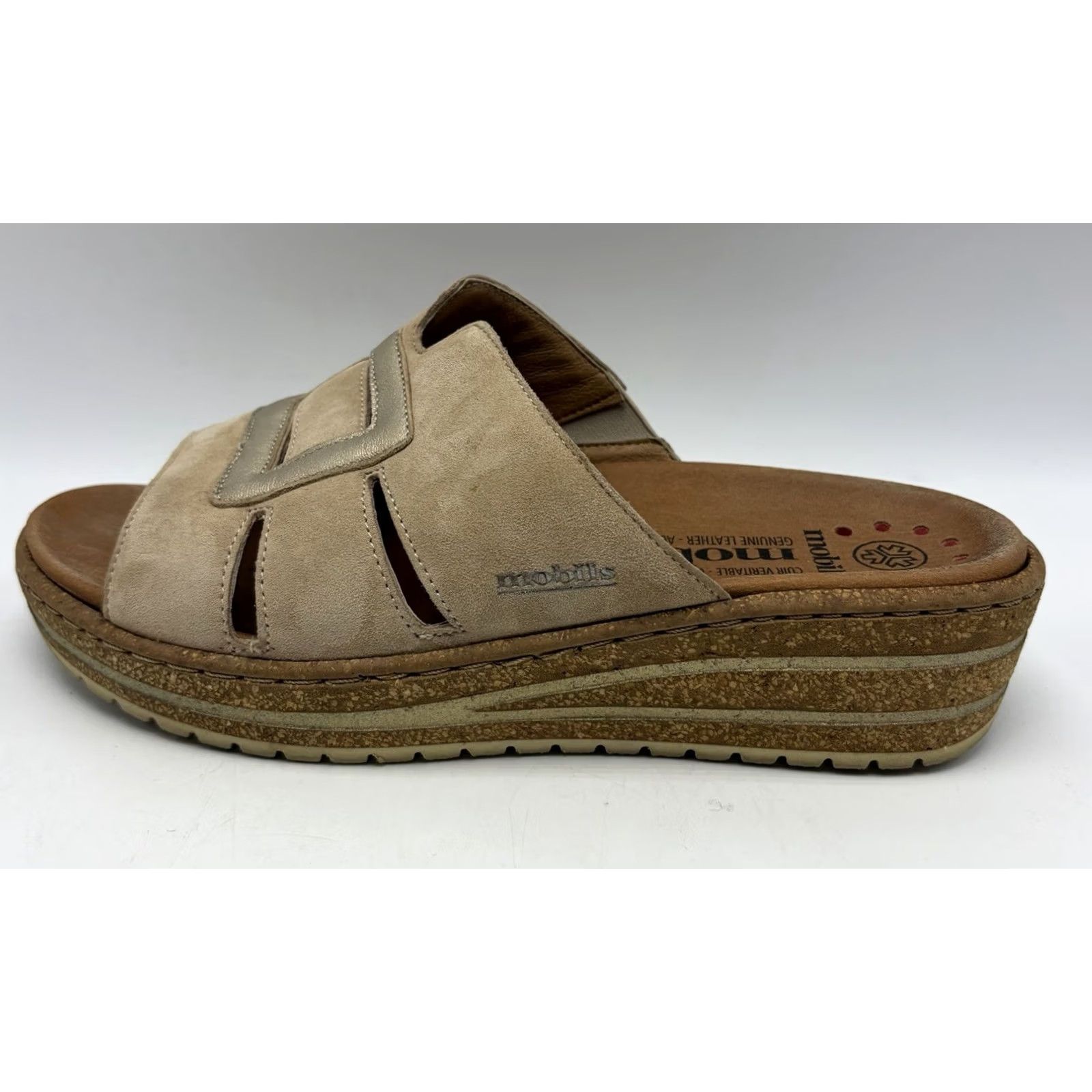 Mephisto Mephisto Helen Sandals Romee Slide Womens 8 Beige White Leather Slip On Comfort Casual Travel Size US 8 / IT 38 - 2 Thumbnail