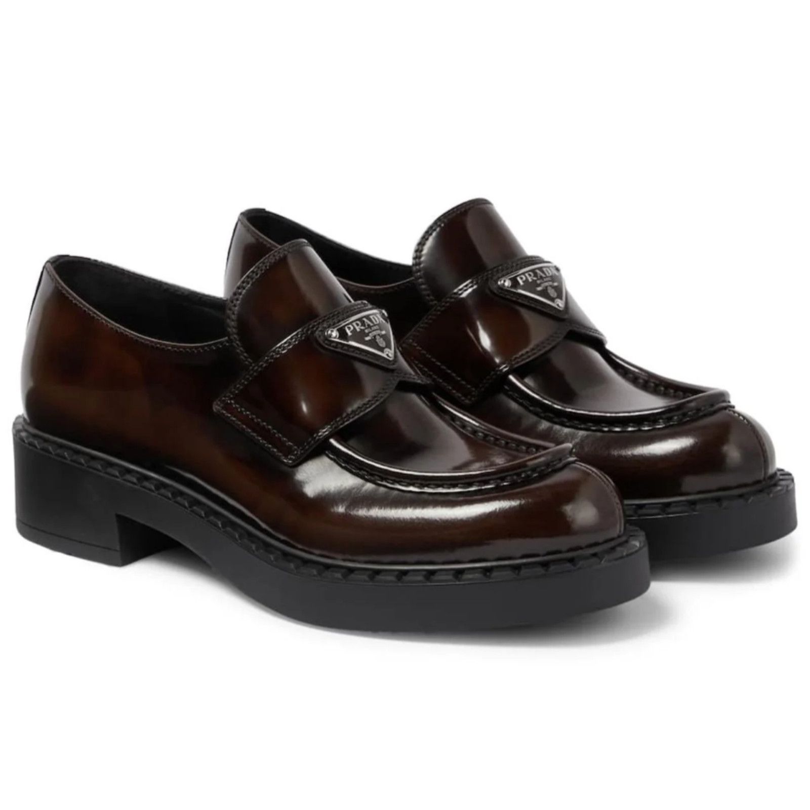 Prada Prada Triangle Logo Fume Brown Black Platform Loafer 41.5 Size US 8.5 / EU 41-42 - 1 Thumbnail