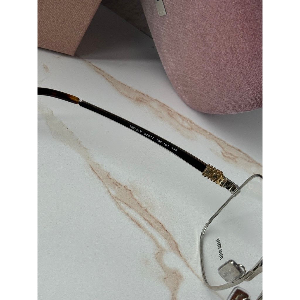 Miu Miu NEW Miu Miu M51YV Silver Logo Square Metal Eyeglasses Frames Size ONE SIZE - 7 Thumbnail