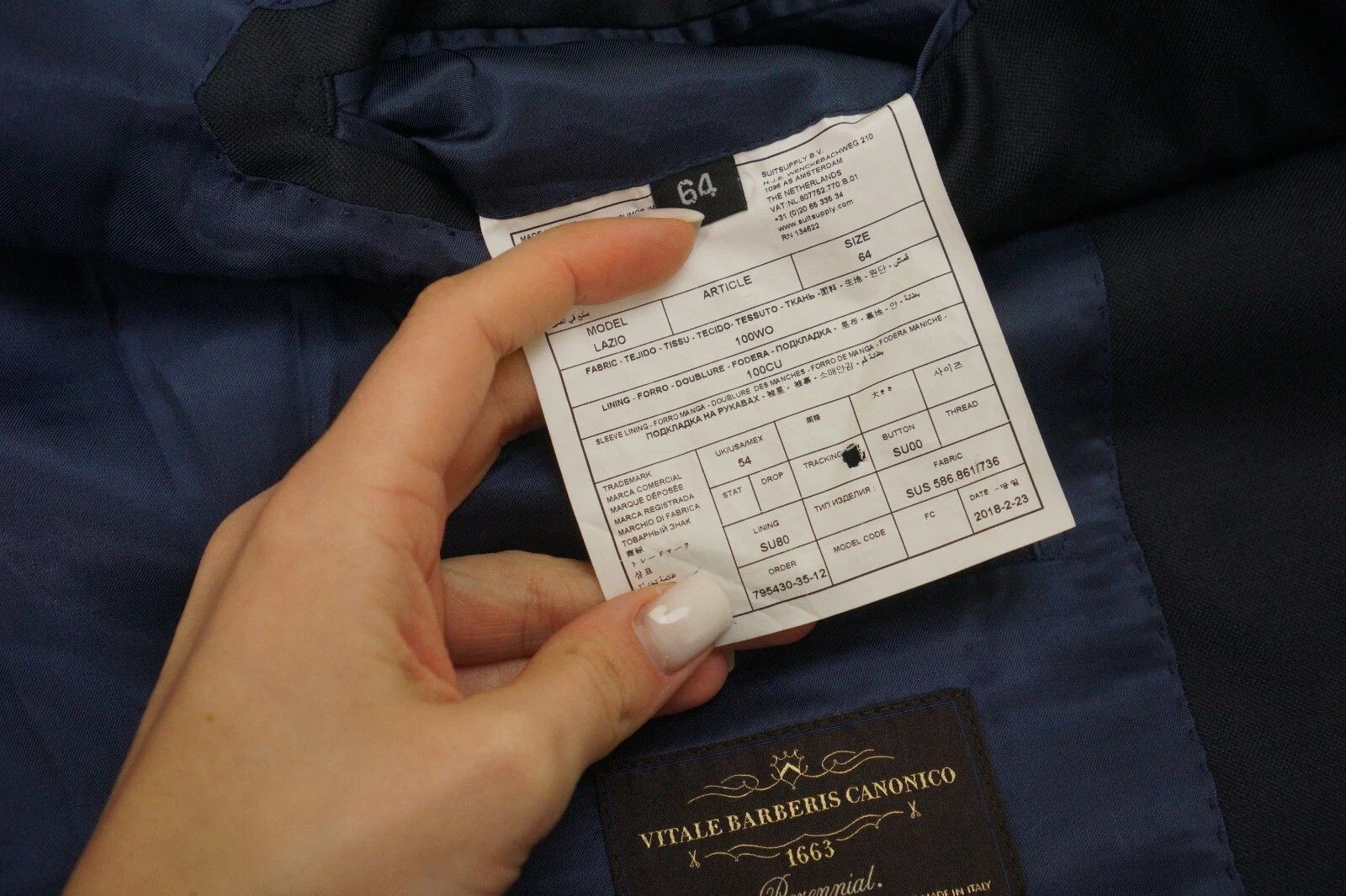 Suitsupply Men Suitsupply 3 Piece Suit Lazio Vitale Barberis Wool US54 Size 54R - 4 Thumbnail
