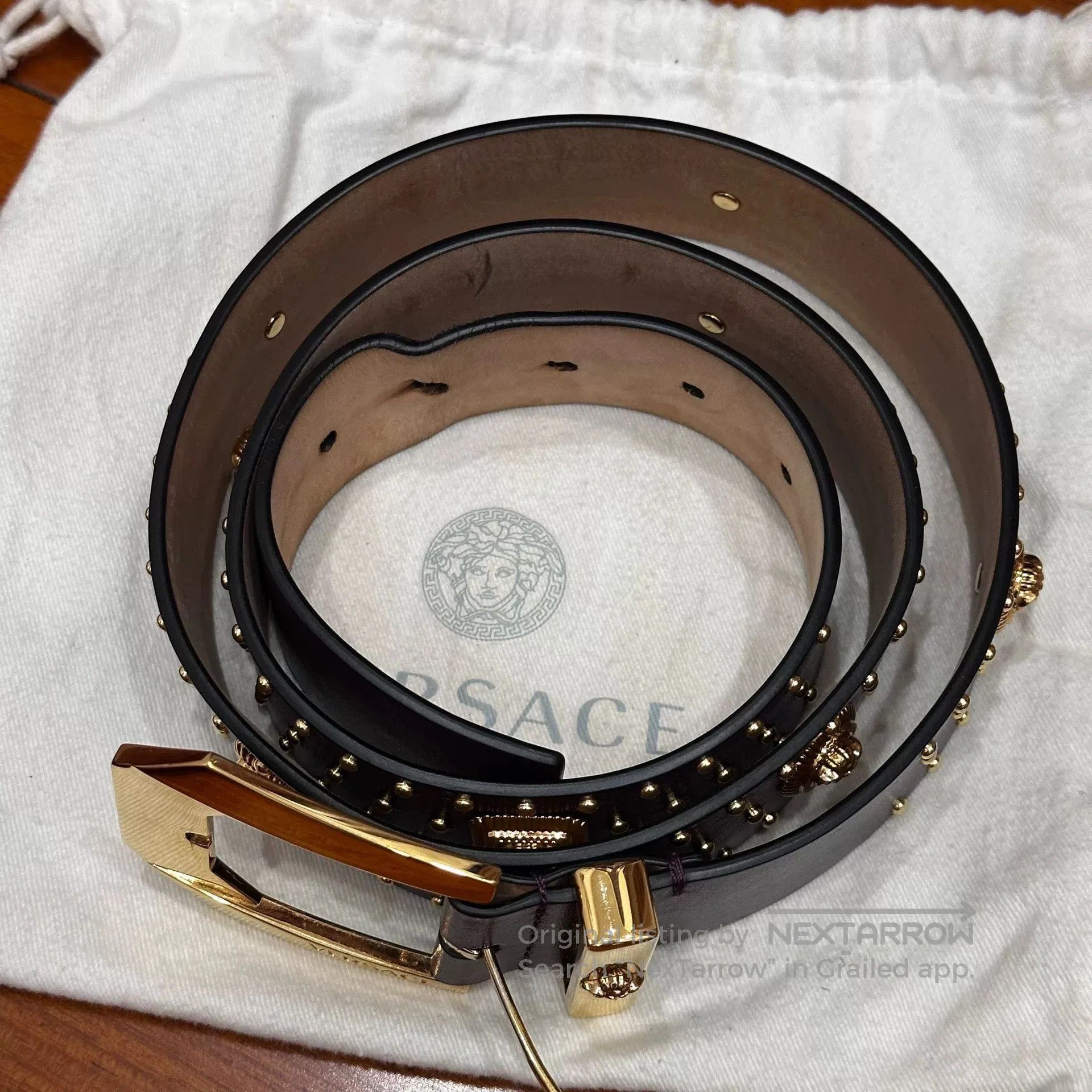Versace Versace Medusa Studded Belt in Purple. Size ONE SIZE - 5 Thumbnail