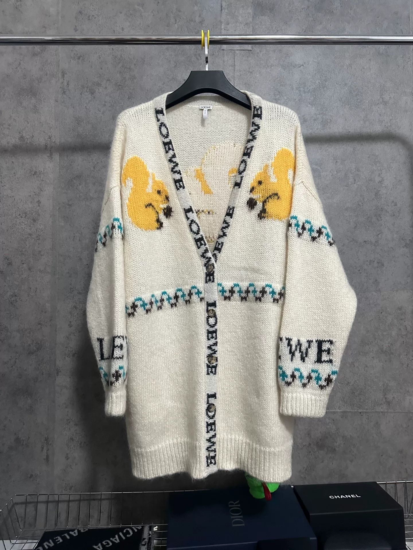 Loewe Loewe Mohair Squirrel Jacquard Cardigan Size S / US 4 / IT 40 - 1 Thumbnail