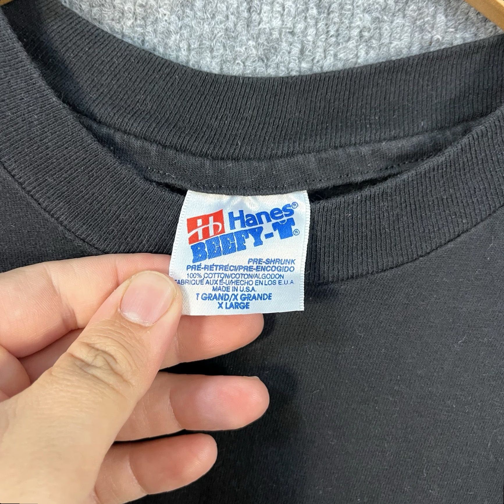 Hanes VINTAGE Hanes Beefy T-Shirt 90s Aloha Slo Pitch Graphic XL Black White Logo Men Short Sleeve Round Neck Size US XL / EU 56 / 4 - 4 Thumbnail