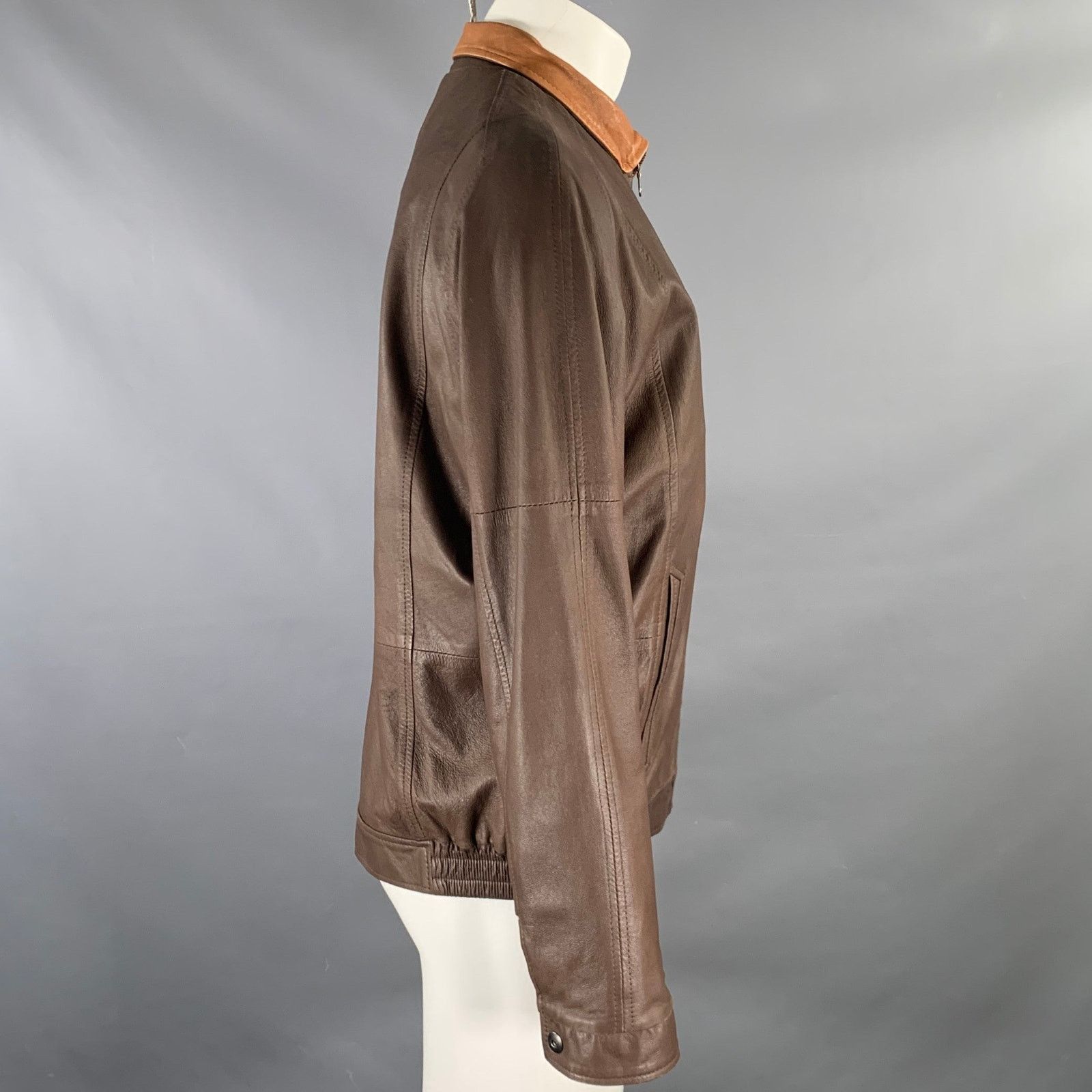Johnston & Murphy JOHNSTON & MURPHY Size S Brown Tan Leather Zip Up Jacket Size US S / EU 44-46 / 1 - 3 Thumbnail