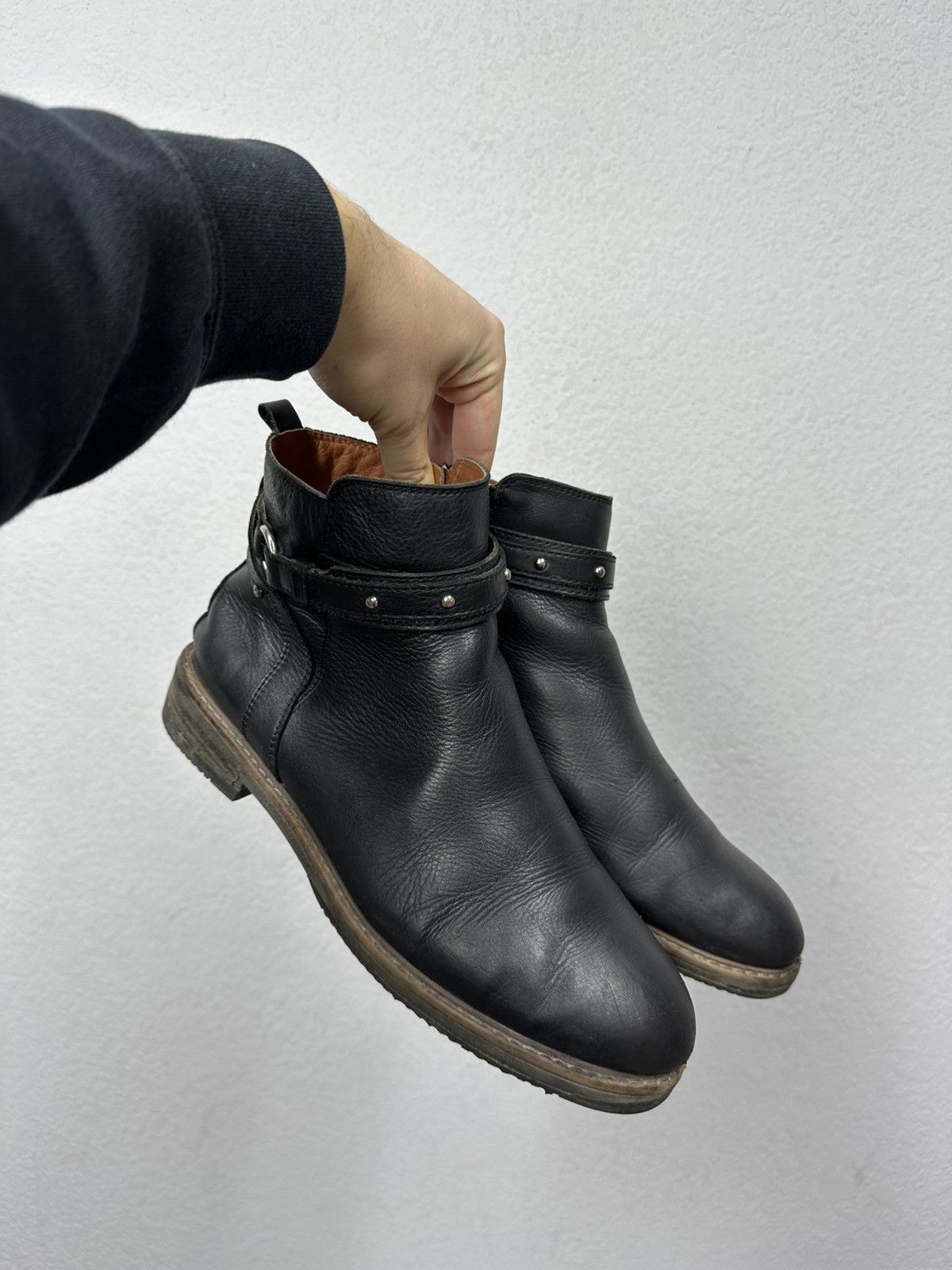 If Six Was Nine AS 98 Vibe Artisan Black Leather Side Zip Ankle Biker Boots Size US 10 / EU 43 - 3 Thumbnail