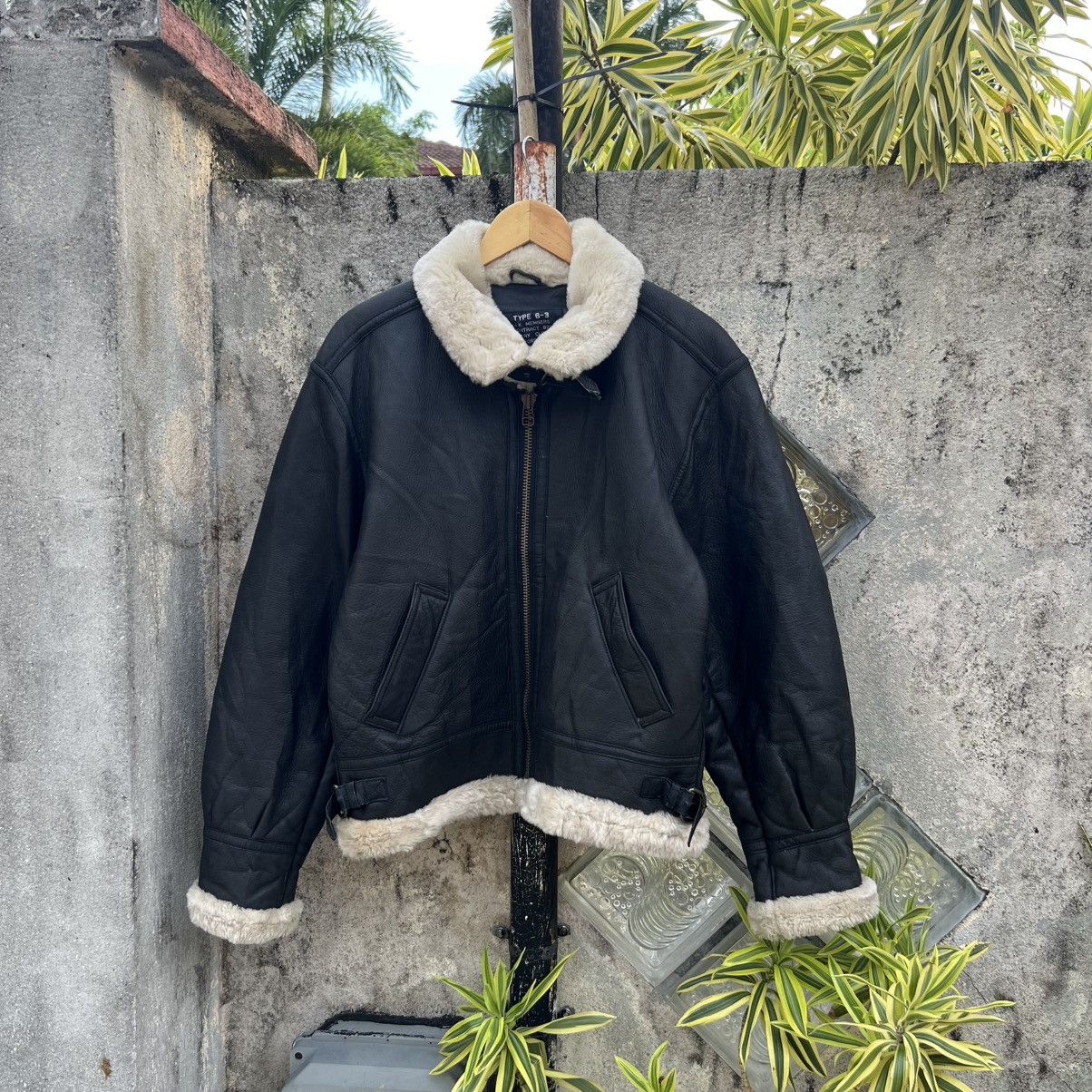 Genuine Leather “VINTAGE B-3” LEATHER FLIGHT JACKET BLACK CREAM LINED Size US M / EU 48-50 / 2 - 2 Thumbnail