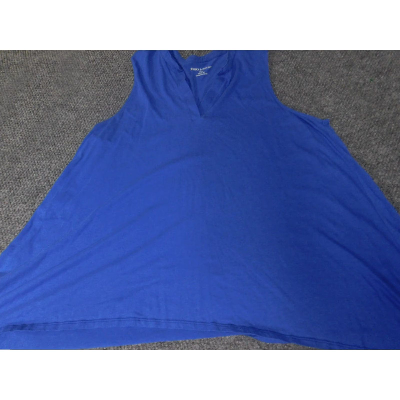 Vintage Jessica London Blouse Womens 22 Blue Floral Round Neck Sleeveless Pullover Cotton Stretch Regular Womens Size 3XL / US 20-22 - 2 Thumbnail