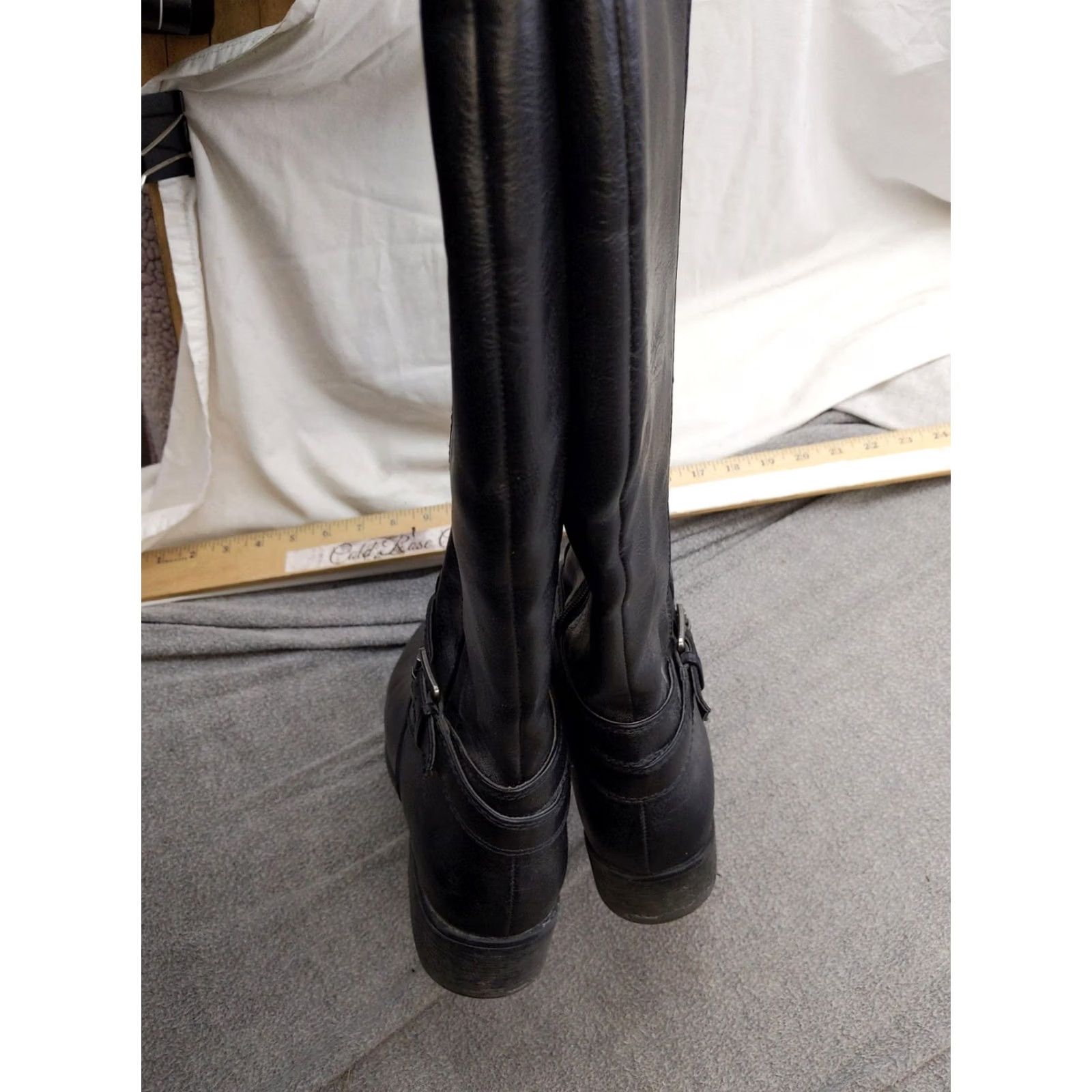 Croft & Barrow Croft & Barrow Boots Womens 7.5 Black Synthetic Knee High Riding Buckle Zip Size US 8 / IT 38 - 5 Thumbnail