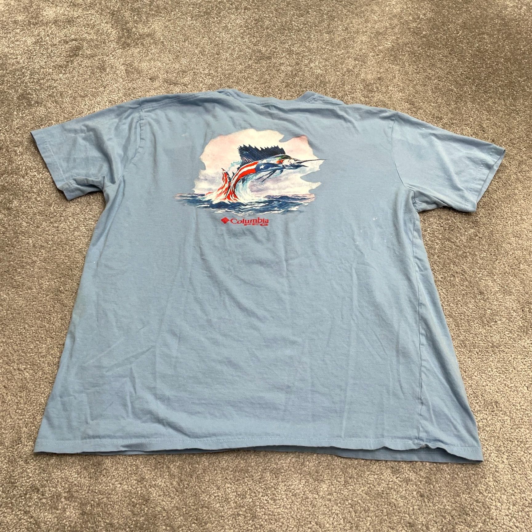 Vintage Columbia PFG Graphic T-Shirt Mens XL Blue Crew Neck Short Sleeve Cotton Tee Top Size US XL / EU 56 / 4 - 2 Thumbnail