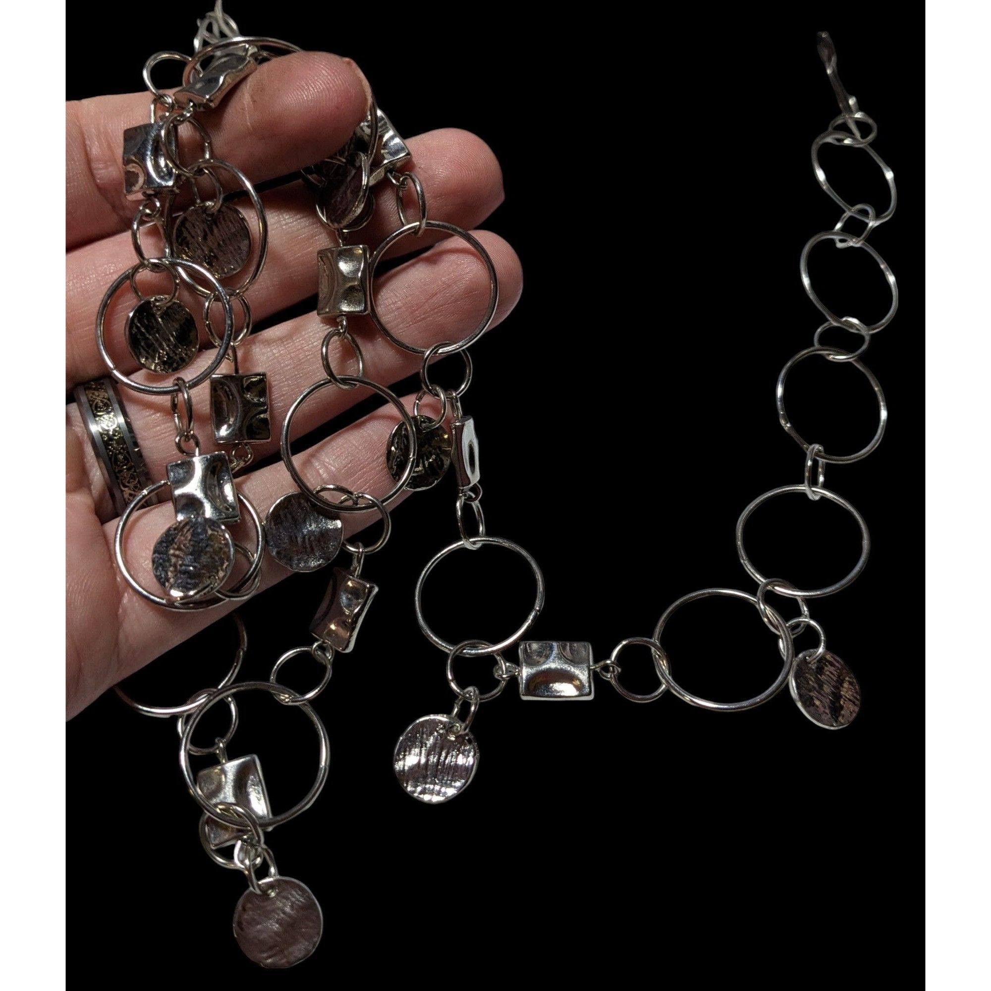 Other Silver Hoop Chain Geometric Charm Necklace Size ONE SIZE - 4 Thumbnail