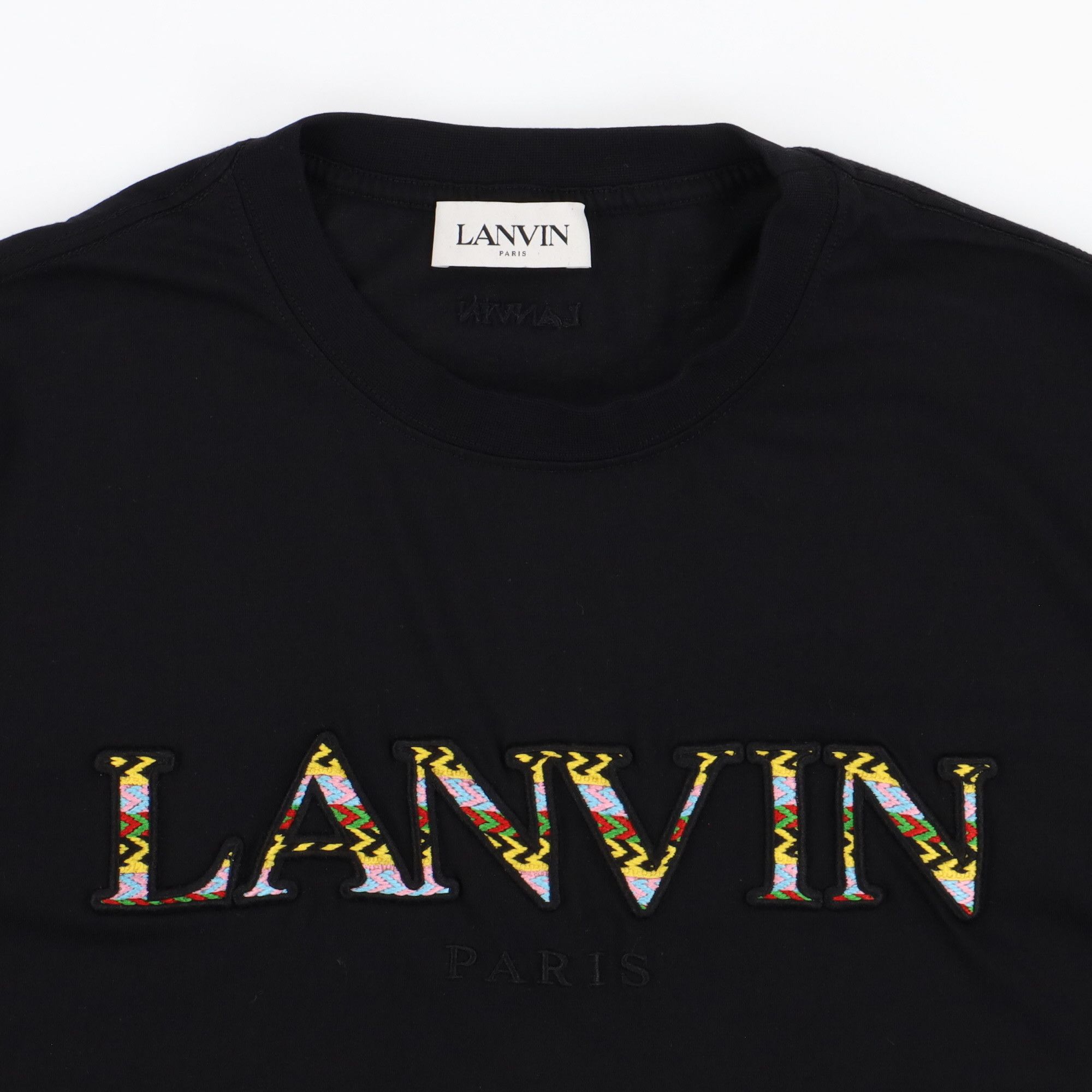 Lanvin Black Classic Curb Embroidered Logo T-Shirt Size US M / EU 48-50 / 2 - 6 Thumbnail