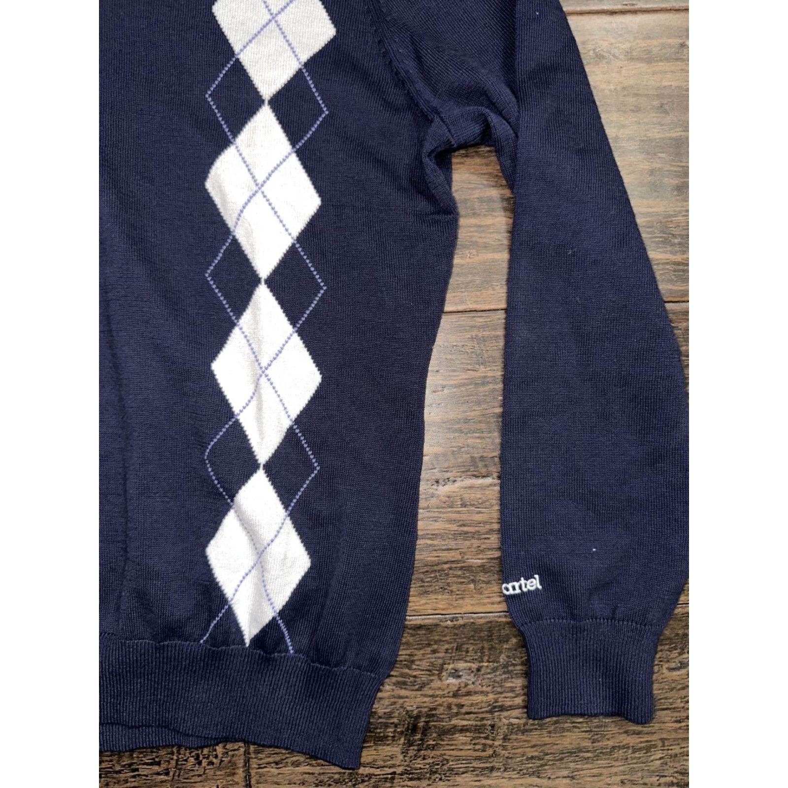 Vintage KARTEL Vintage Half Zip Pullover Sweater Blue Womens XL Agyle Size XL / US 12-14 / IT 48-50 - 3 Thumbnail