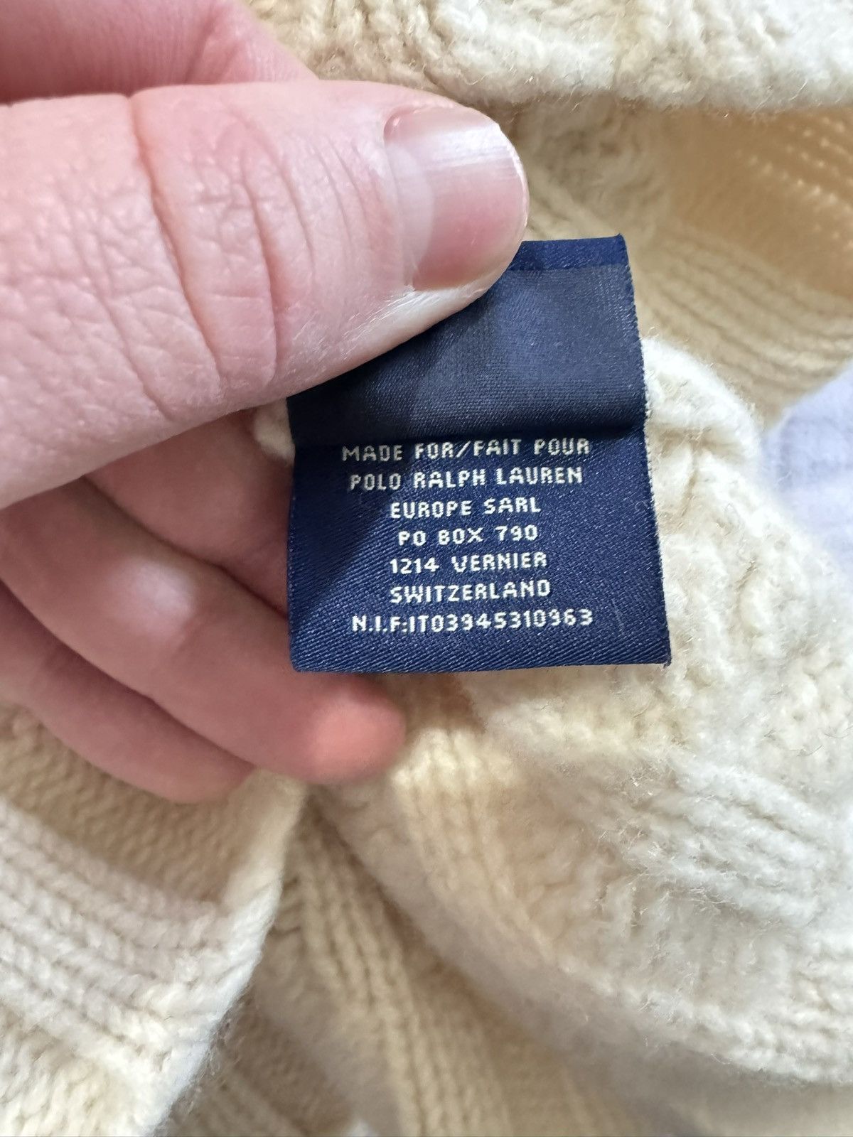 Ralph Lauren 90s Polo Jeans Company by Ralph Lauren 100% Wool Shawl Cable Size L / US 10 / IT 46 - 8 Thumbnail