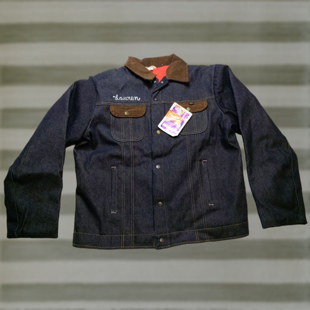 Imperial VINTAGE Key Imperial Jacket Denim Trucker 46L XL Blue Red Quilt Lined Work Wear 1970s Mens Size US 36 / EU 52 - 1 Thumbnail