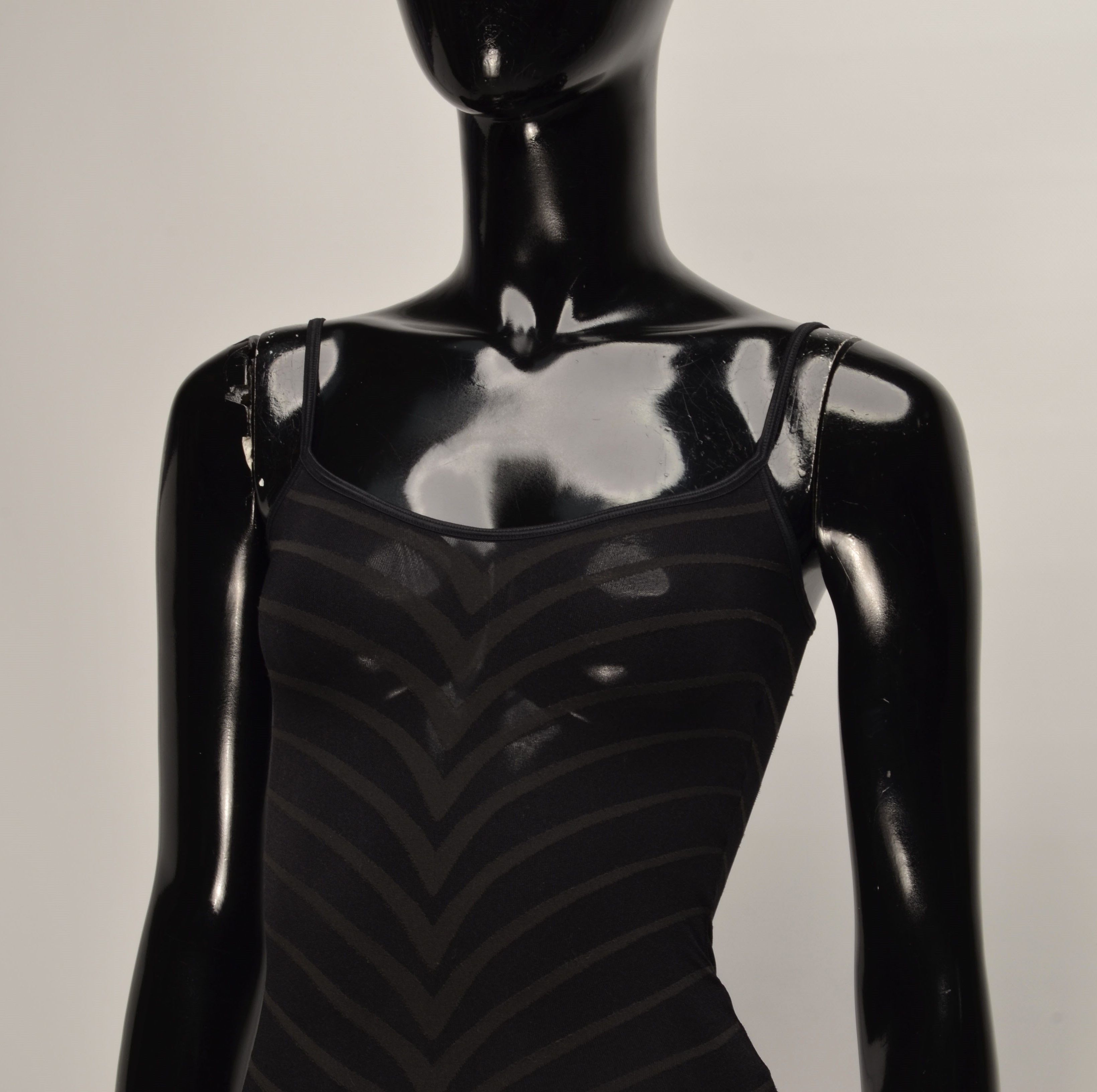 Vintage × Wolford Wolford Y2K Mesh Striped Coquette String Cami Bodysuit Size ONE SIZE - 2 Thumbnail