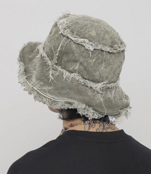 Japanese Brand Avant garde washed reversible distressed raw bucket hat Size ONE SIZE - 1 Thumbnail