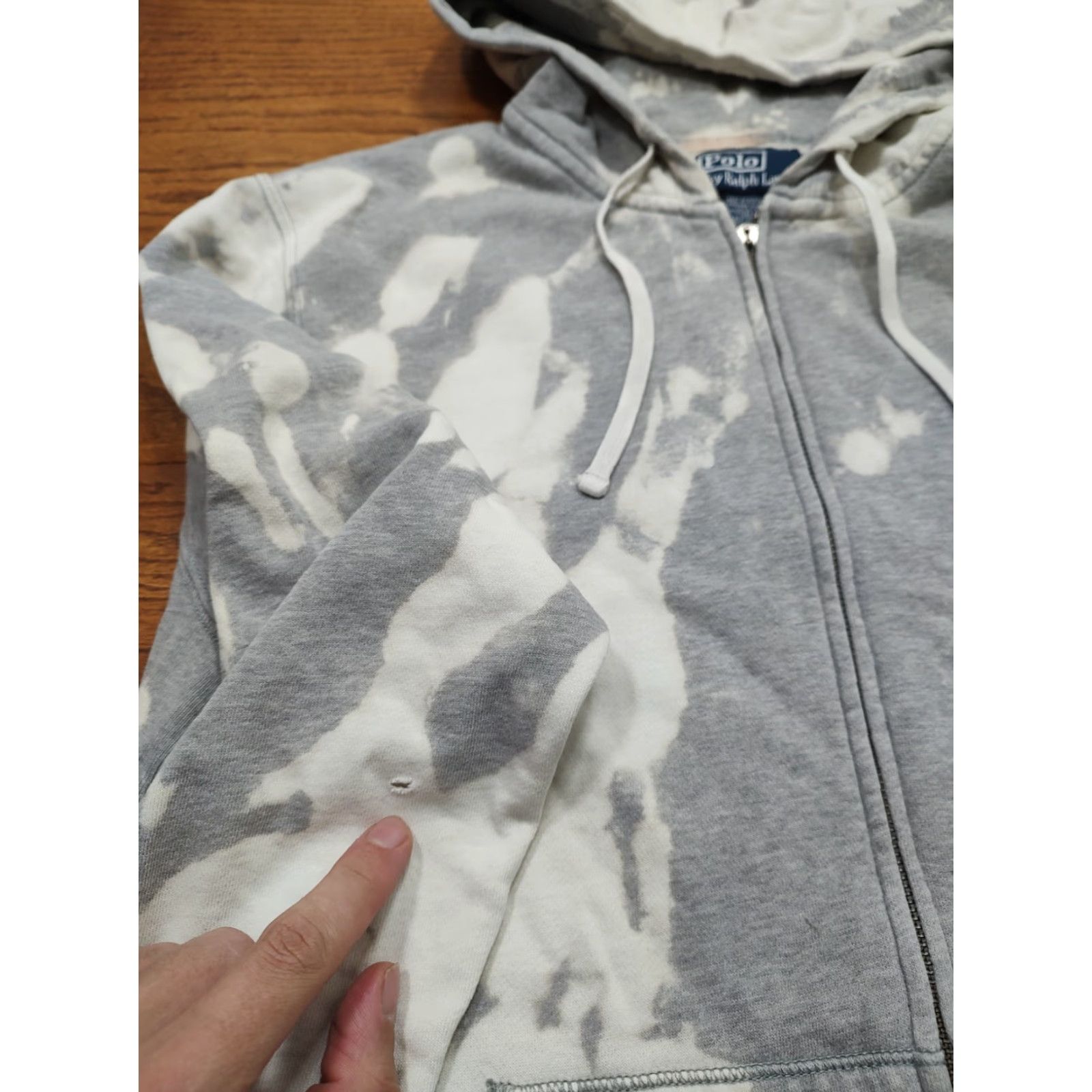Polo Ralph Lauren VINTAGE Polo Ralph Lauren Full Zip Hoodie Sweatshirt Gray Tie Dye Acid Wash M Mens Size US M / EU 48-50 / 2 - 5 Thumbnail