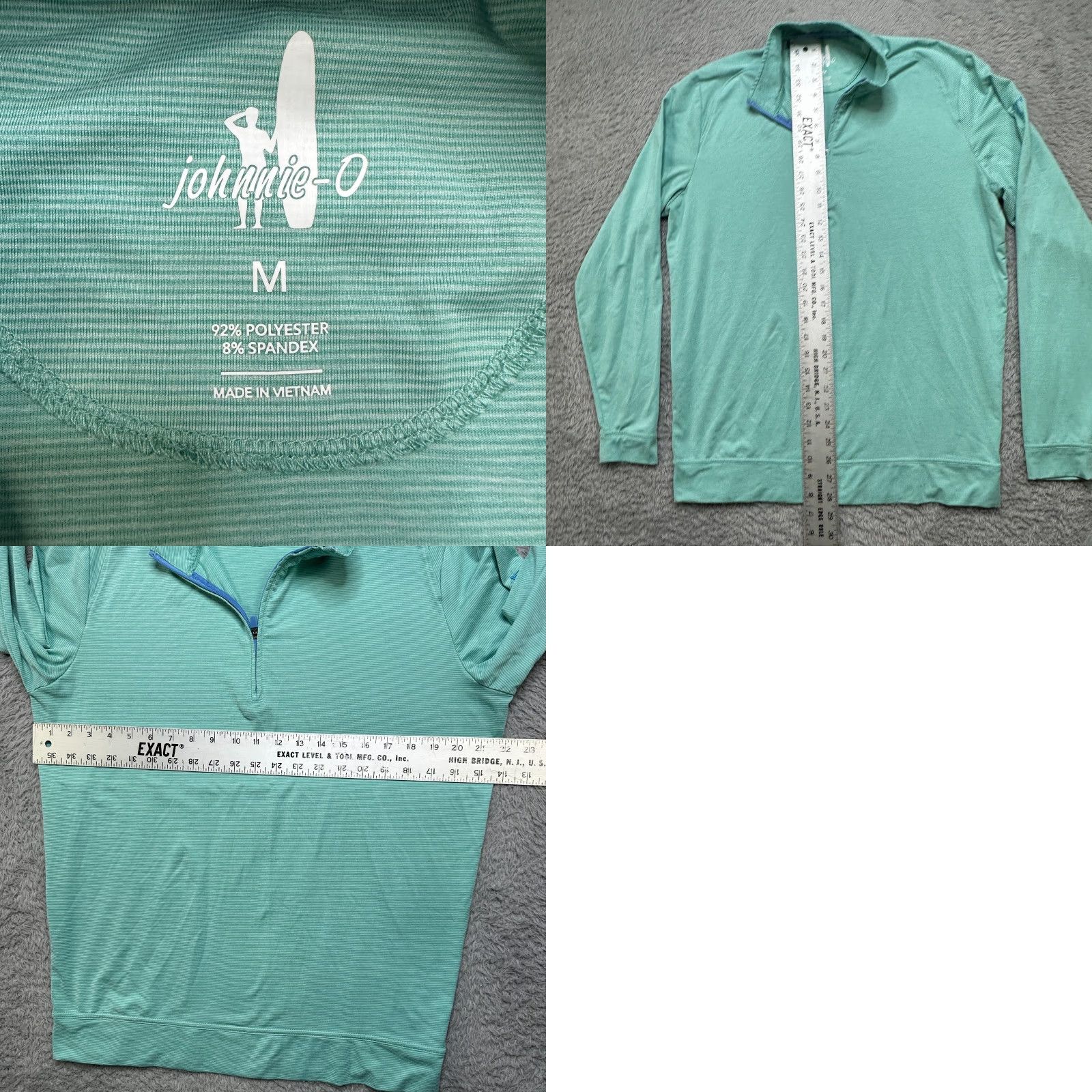 johnnie-O johnnie-O Pullover Mens M Laguna Blue Green 1/4 Zip Performance Golf Shirt Size US M / EU 48-50 / 2 - 8 Thumbnail
