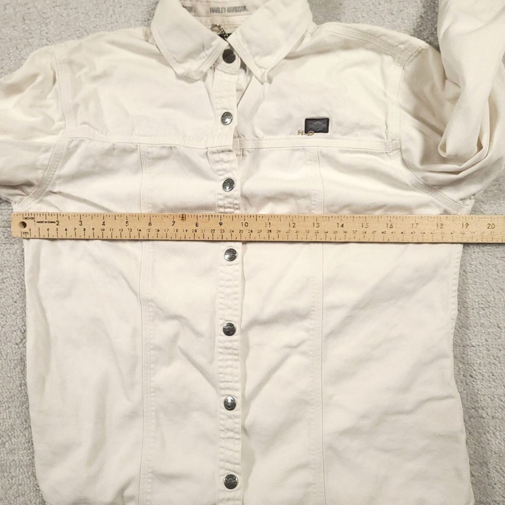 Harley Davidson Harley-Davidson Shirt Womens Small Off-White Snap Front Canvas Embroidered Wings Shirt Size S / US 4 / IT 40 - 6 Thumbnail