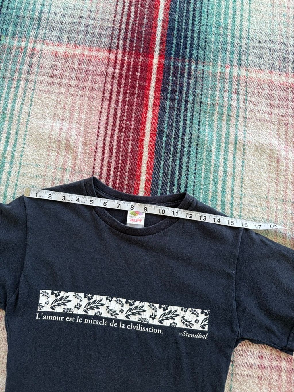 Fruit Of The Loom Fruit of the Loom Black Stendhal Quote Short Sleeve Tee S Size S / US 4 / IT 40 - 5 Thumbnail