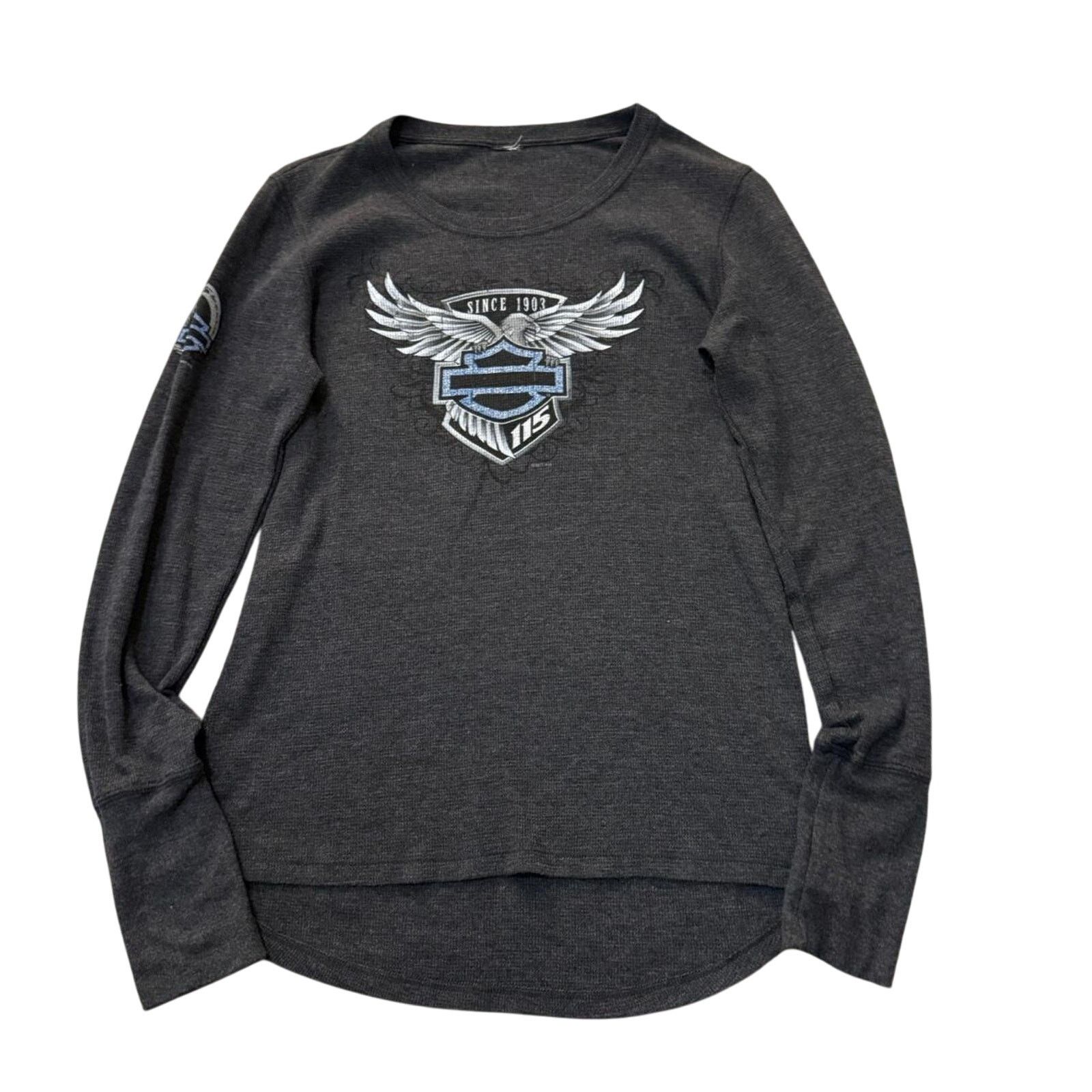 Harley Davidson Women's Y2K Harley Davidson Thermal Shirt Angel Wing Logo Size L / US 10 / IT 46 - 1 Thumbnail