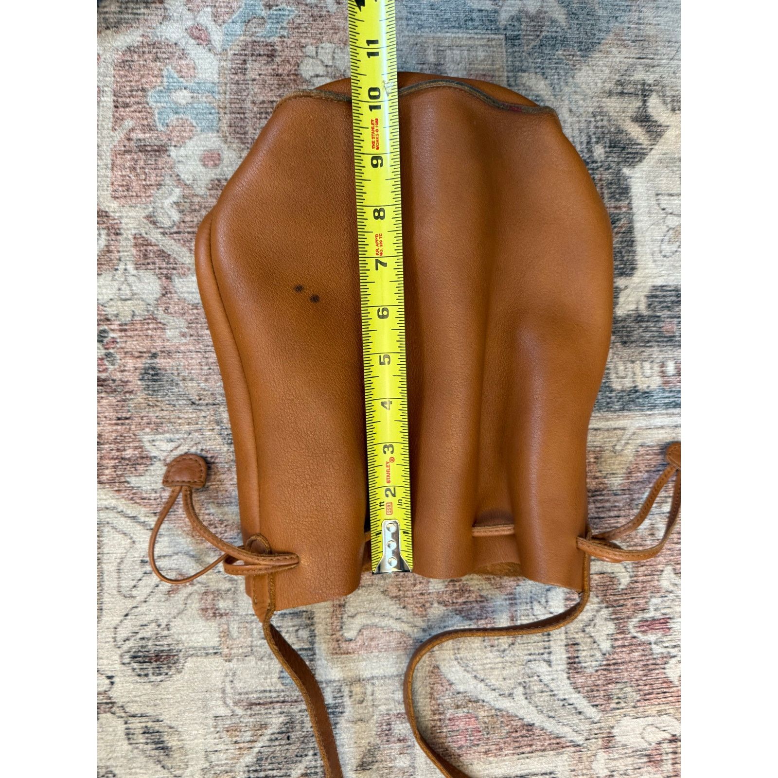 Baggu Baggo Natural Milled Leather Drawstring Bucket Bag Tan Brown ...
