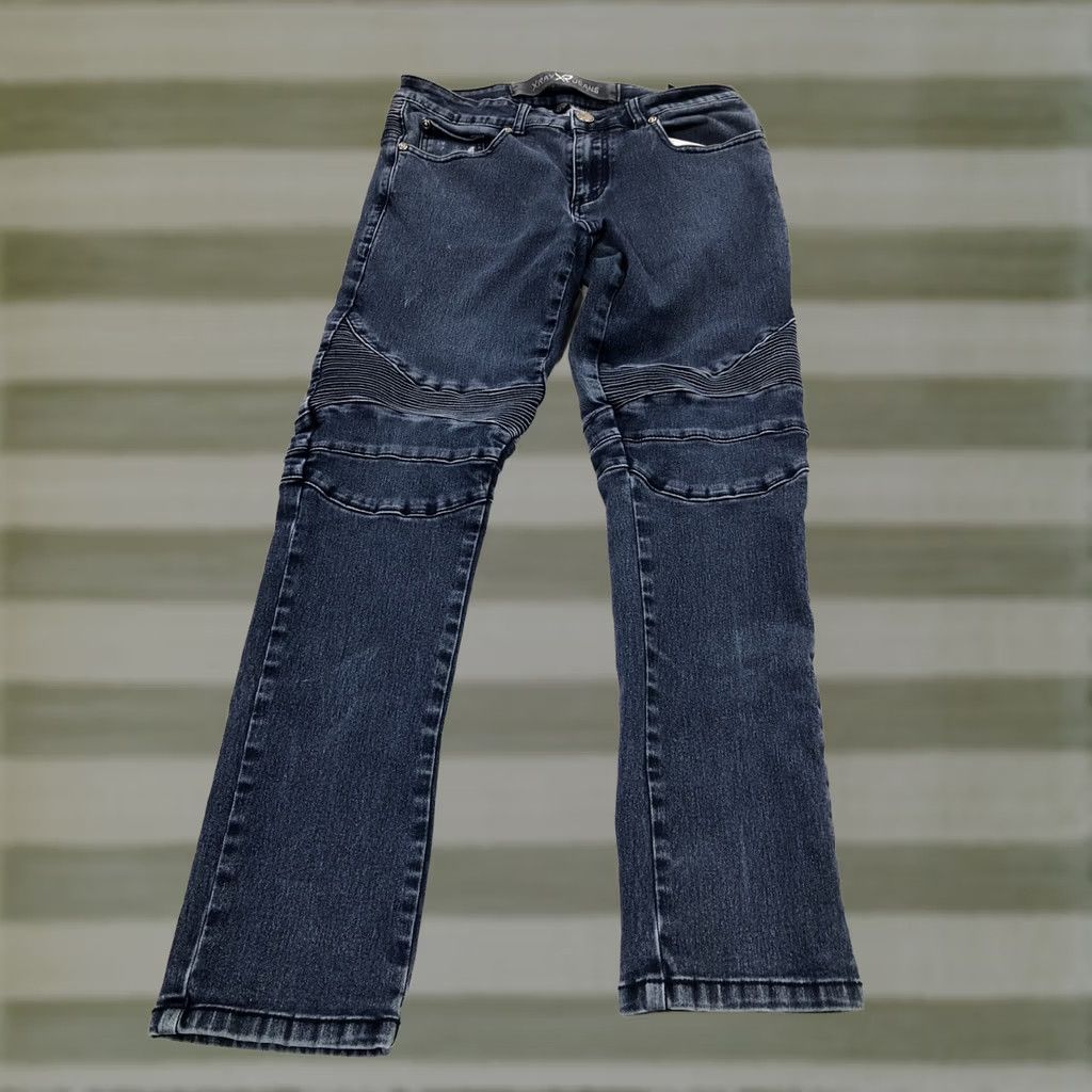 Vintage XRAY Jeans Skinny stretch Denim Pants Motorcycle Biker Moto Tapered Mens 30x28 Denim Blue Slim 5-Pocket Zip Low Rise Size US 30 / EU 46 - 1 Thumbnail
