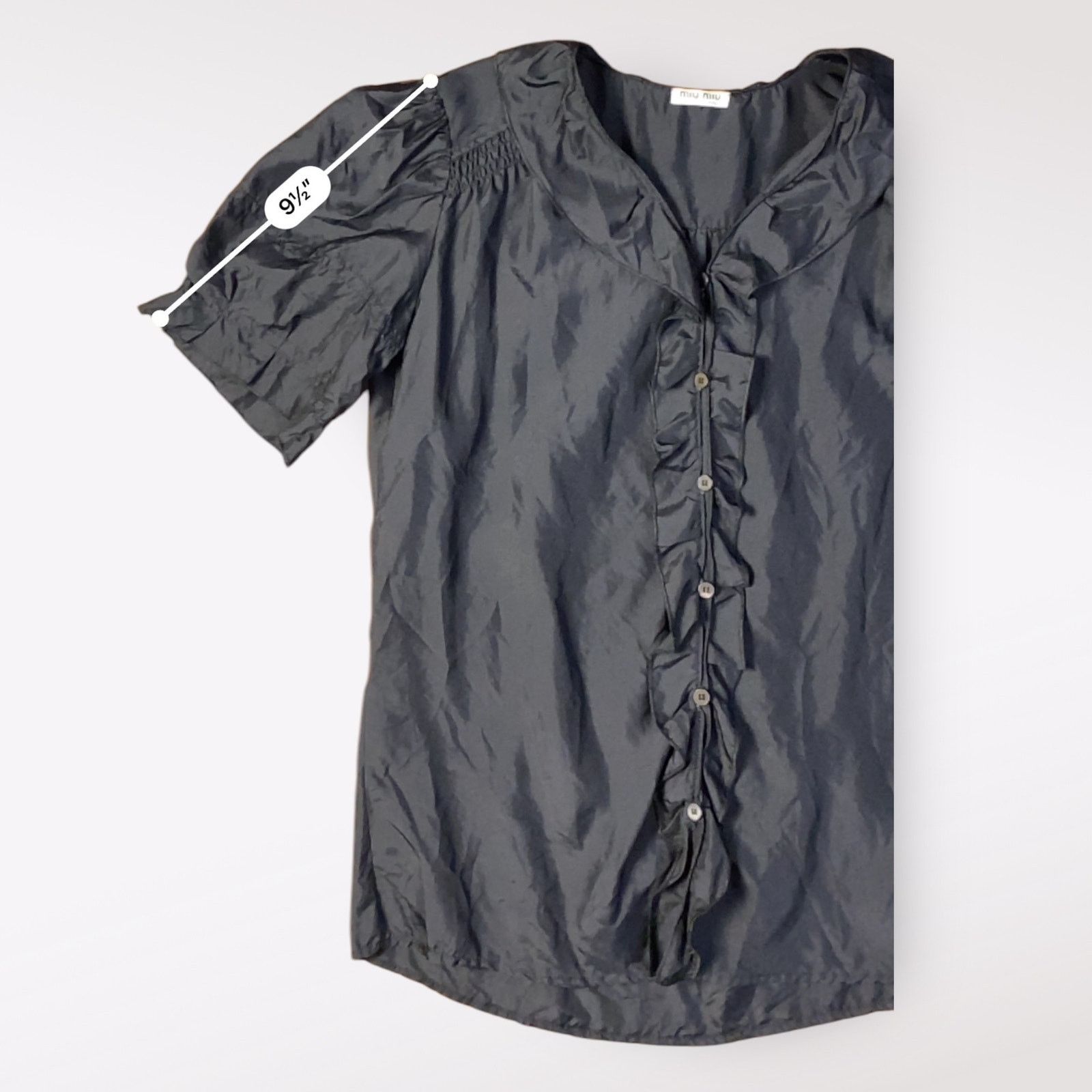 Miu Miu Miu Miu Vintage Y2K Black Silk Puff Sleeve Top Size EU 42 Size M / US 6-8 / IT 42-44 - 5 Thumbnail