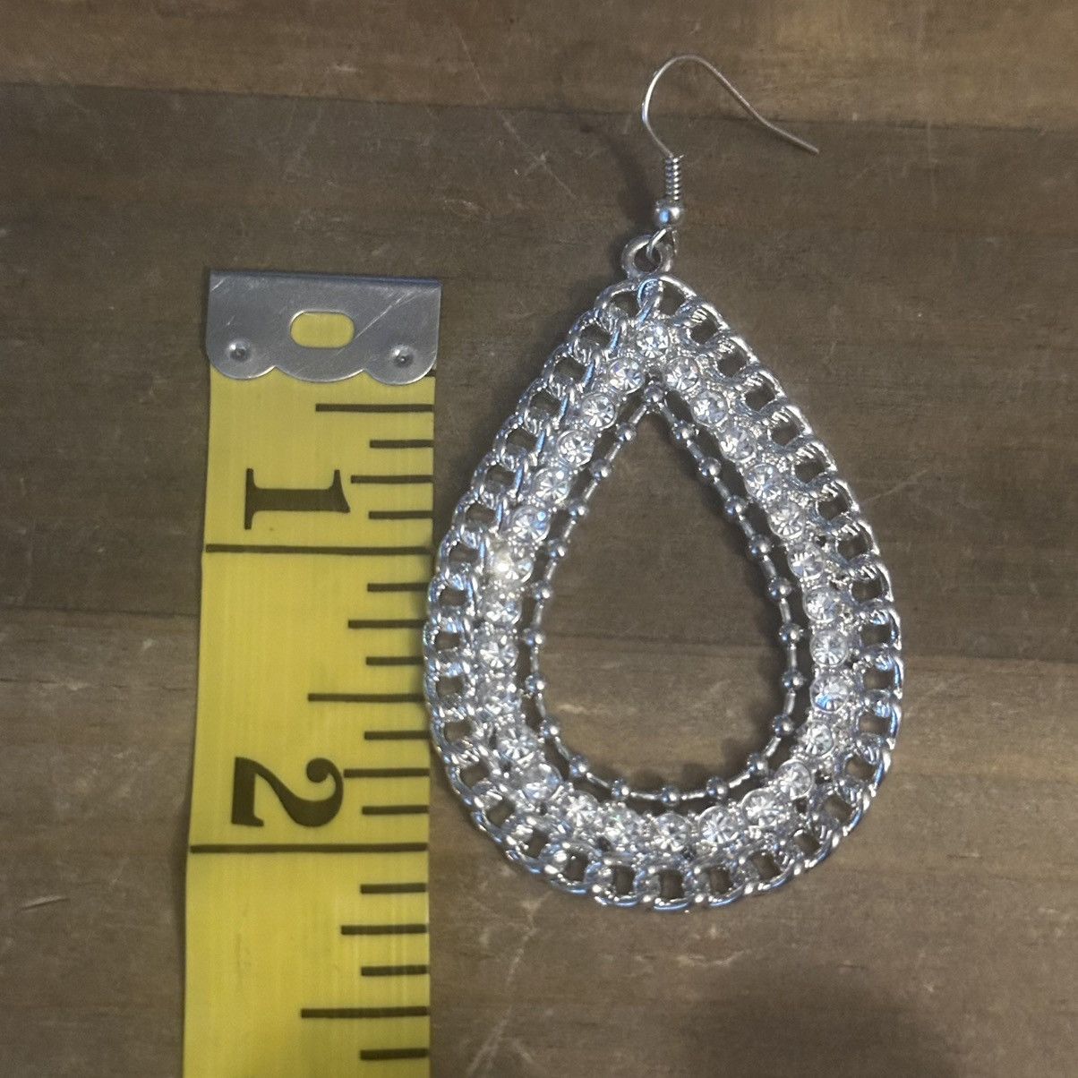 Other Large rhinestone open teardrop dangle earrings Size ONE SIZE - 4 Thumbnail