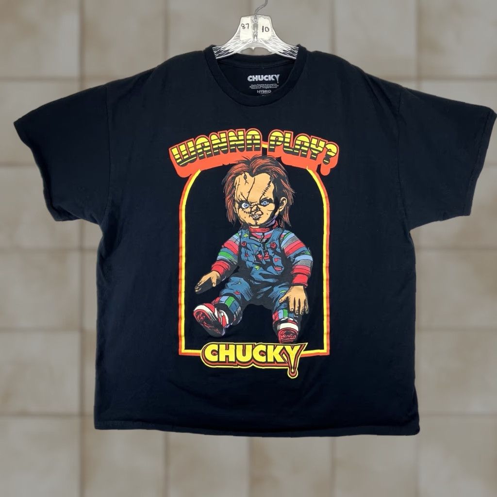 Vintage Chucky T Shirt Mens 2X Black Crew Neck Short Sleeve Graphic Horror Stretch Size US XXL / EU 58 / 5 - 1 Thumbnail