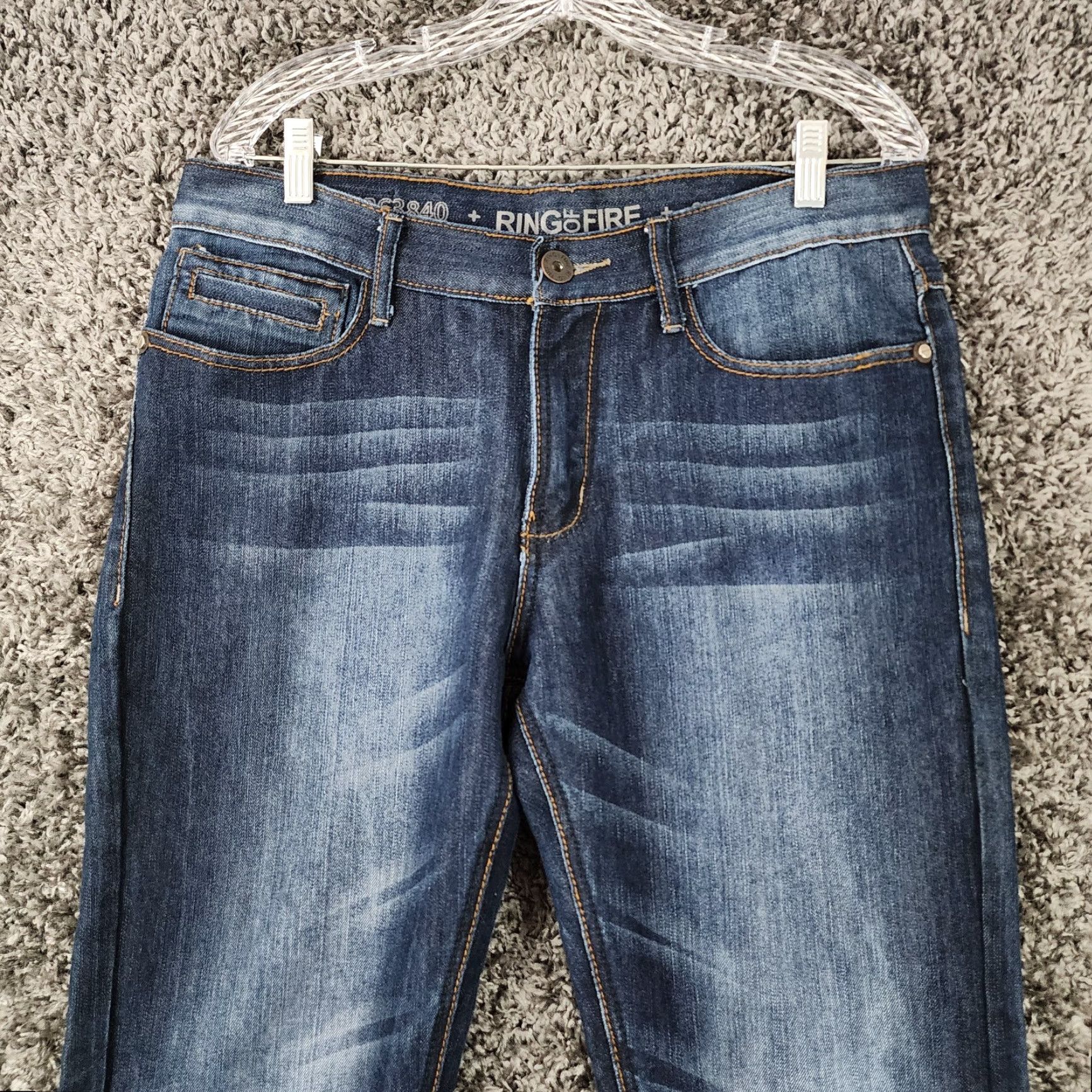 Ring Of Fire VINTAGE Ring Of Fire Jeans Slim Fit Straight Leg Blue Mens 34x33 Blue Denim Jeans Mens Slim Fit 34 33 Men Size US 34 / EU 50 - 2 Thumbnail