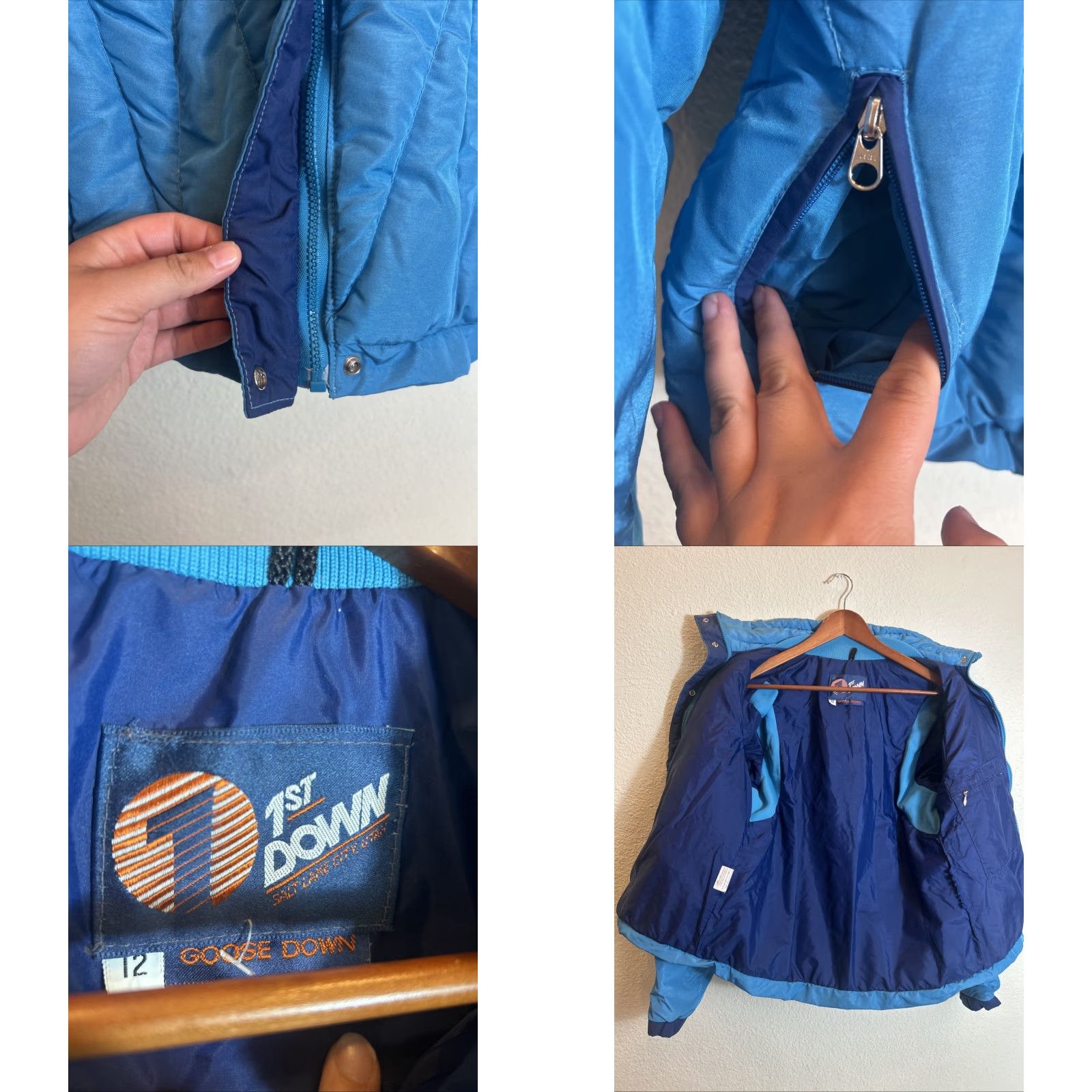 Vintage VINTAGE First Down Puffer Jacket Women’s Size 12 Blue Full Zip Goose Down Nylon Down Jacket Womens Blue Puffer 90s Size XL / US 12-14 / IT 48-50 - 8 Thumbnail