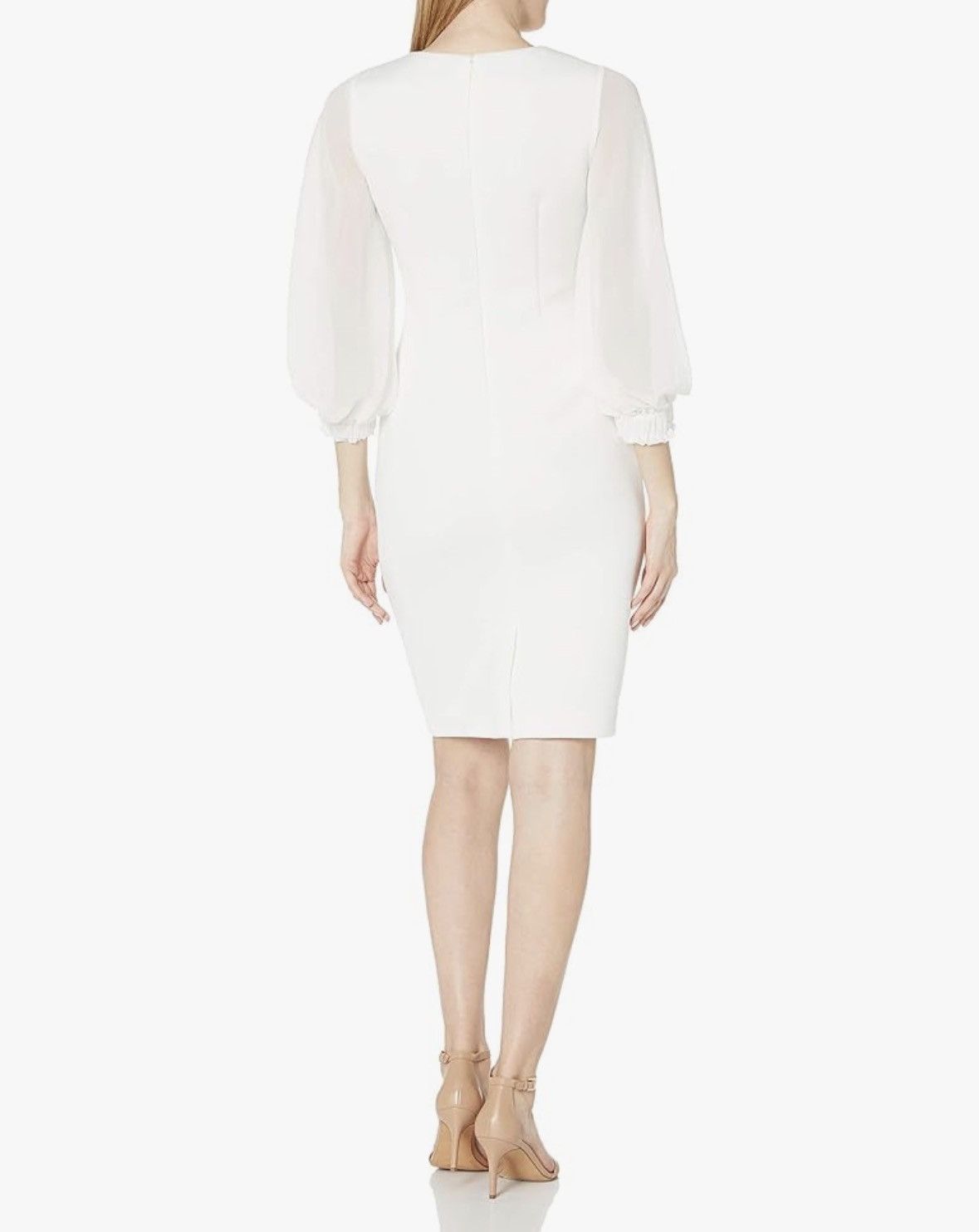 Badgley Mischka Badgley Mischka Women's 3/4 Sleeve Cocktail Dress In Ivory. Size M / US 6-8 / IT 42-44 - 2 Thumbnail