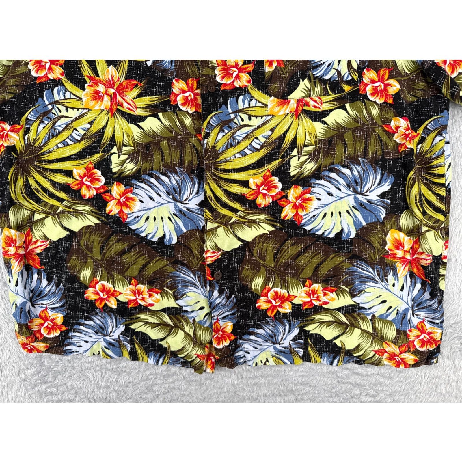 George George Button-Up Shirt Mens 2XL Green Floral Palm Leaf Print Hawaiian Rayon Size US XXL / EU 58 / 5 - 5 Thumbnail