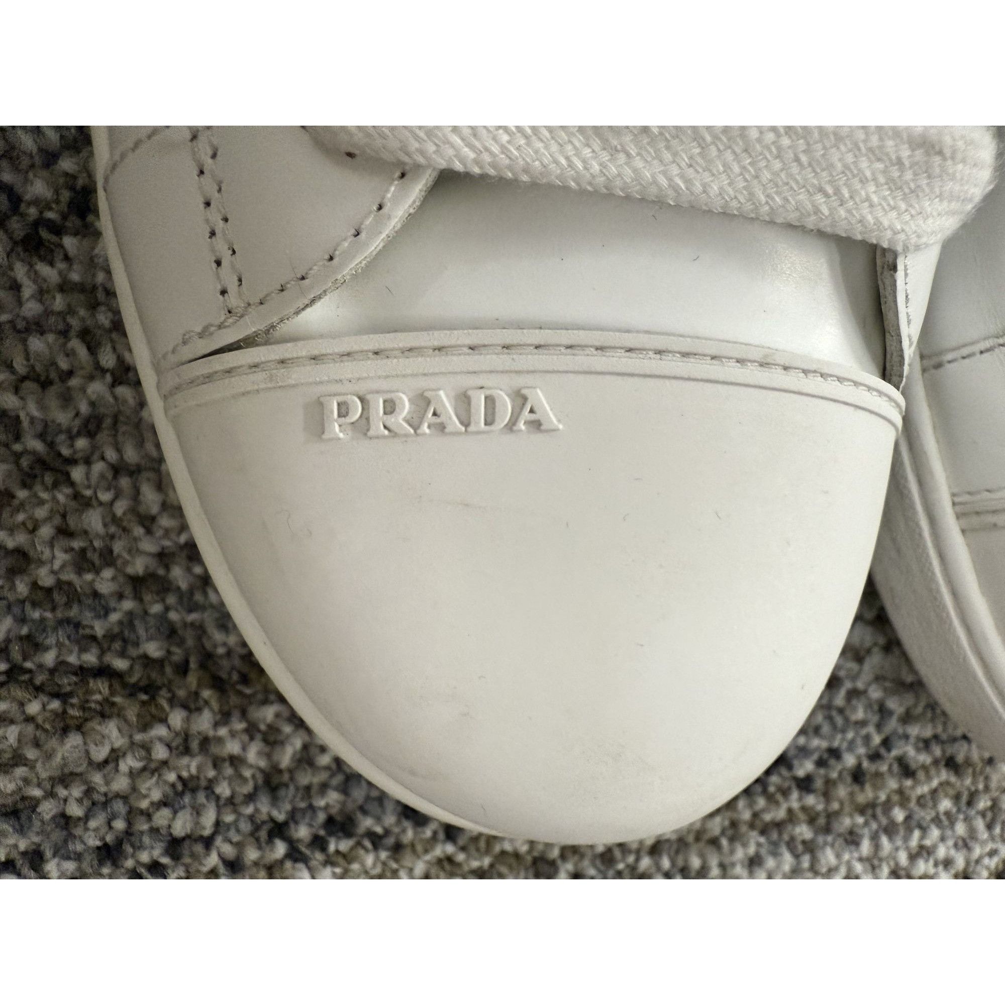 Prada Prada White Leather Low-Top Sneakers With Laces Size US 6.5 / IT 36.5 - 10 Thumbnail