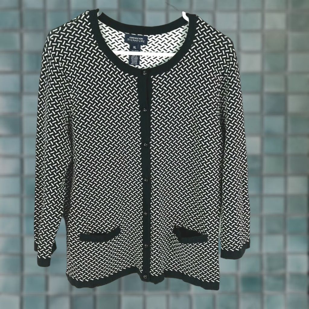 Jones New York Jones New York Signature Womens Cardigan 3/4 Sleeves Black XL Sweater Size XL / US 12-14 / IT 48-50 - 1 Thumbnail