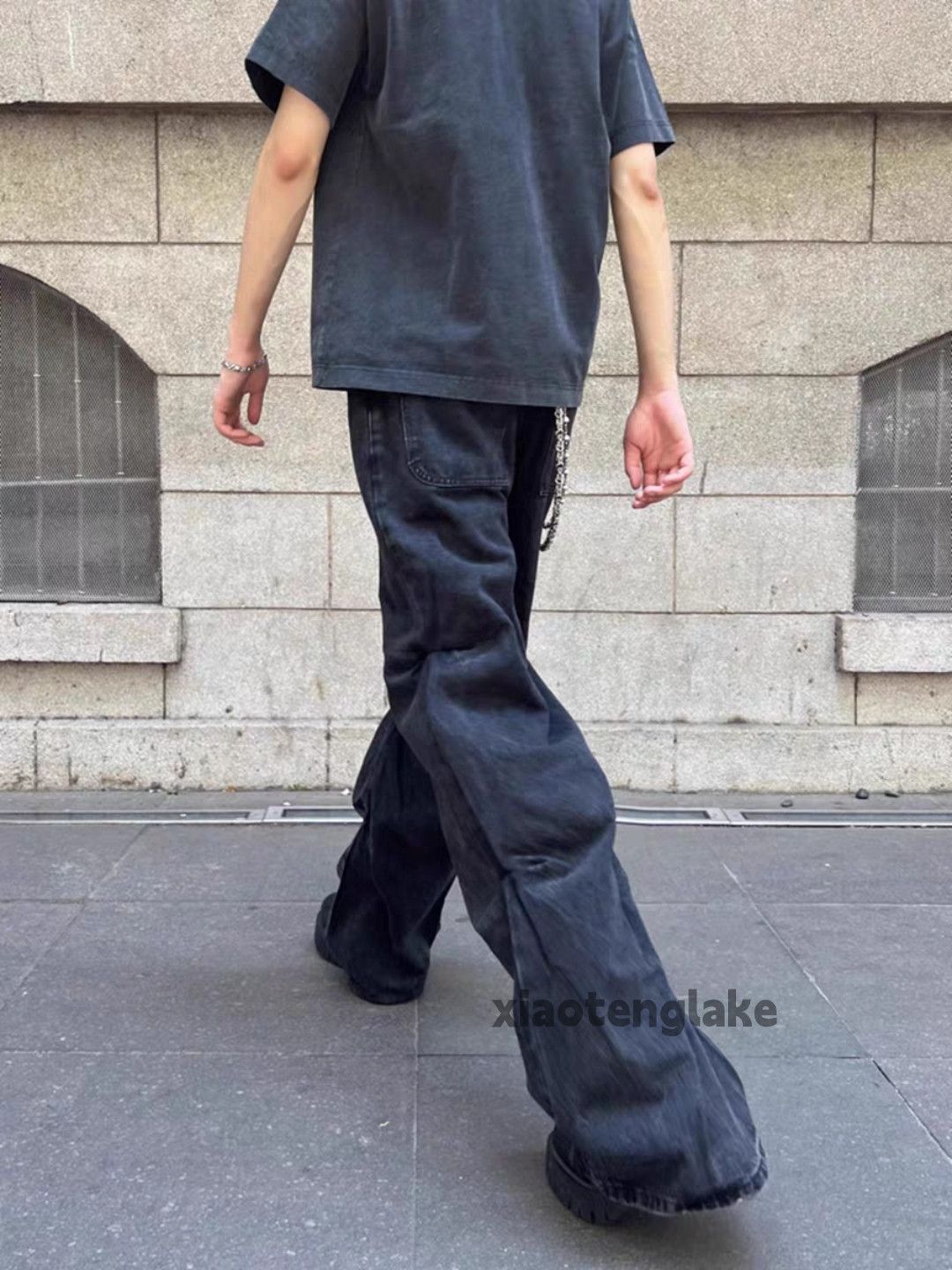 Jean × Vintage washed faded cleanfit yuppie bootcut pleated flared jeans Size US 34 / EU 50 - 9 Thumbnail