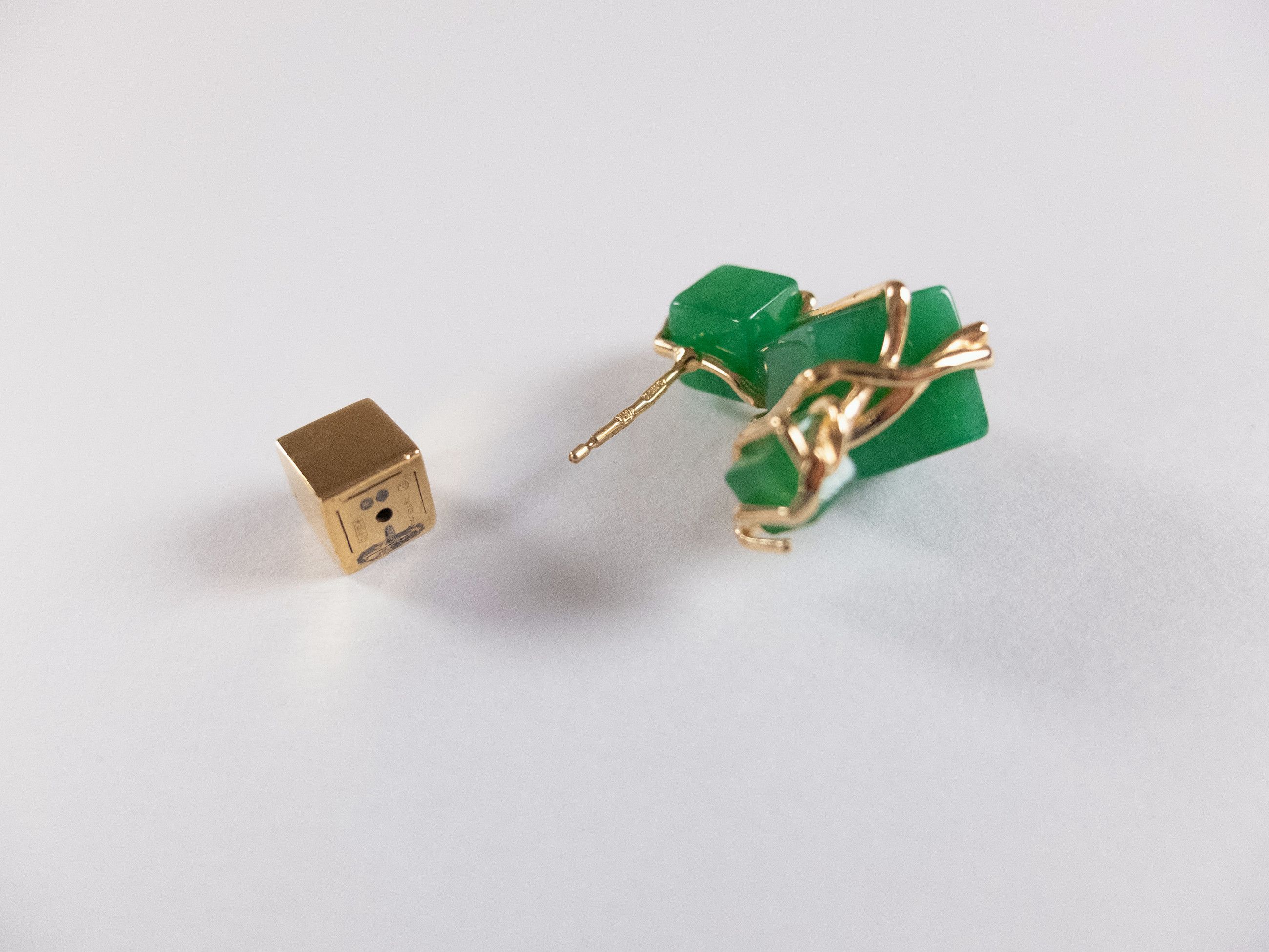 Bottega Veneta BOTTEGA VENETA green & gold Jade stone & silver earrings q Size ONE SIZE - 7 Thumbnail