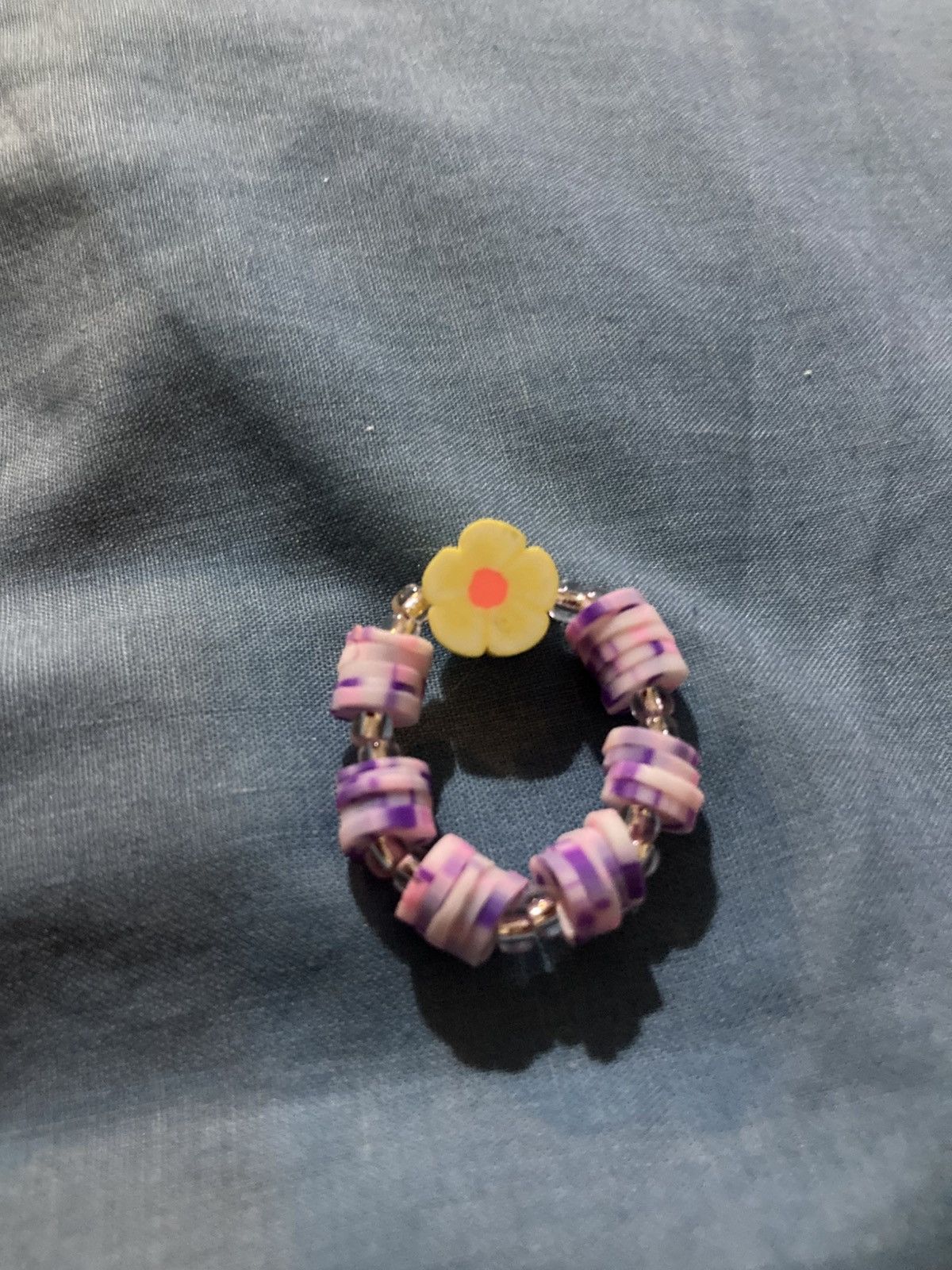 Other Pink and purple speckled flower beaded ring Size ONE SIZE - 1 Preview