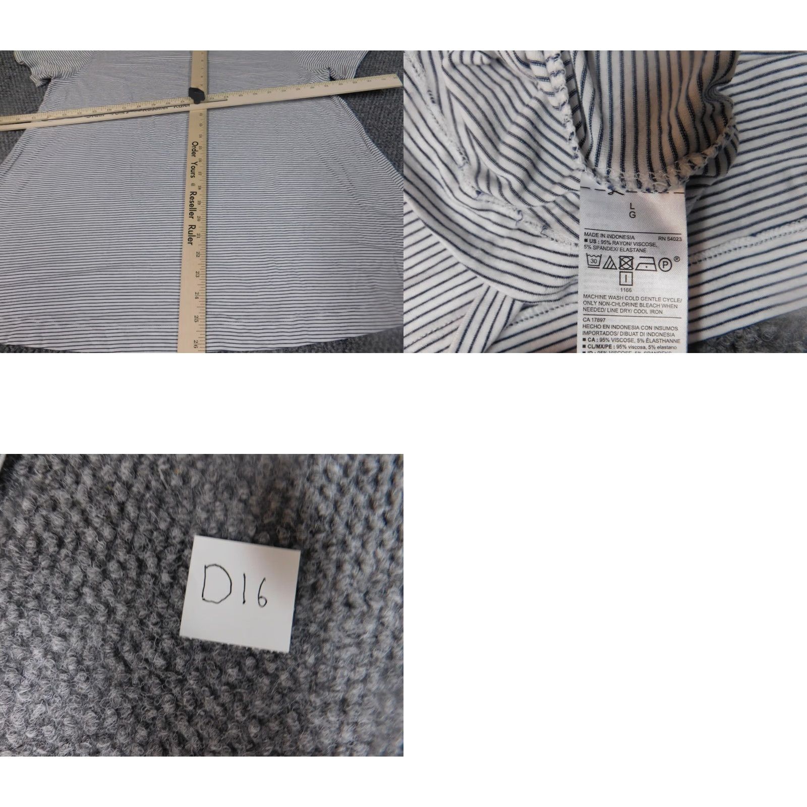 Old Navy Old Navy Blouse Shirt Womens Large White Striped Luxe Rayon Short Sleeve Collared Pullover Casual Basic White L Womens Size L / US 10 / IT 46 - 9 Thumbnail
