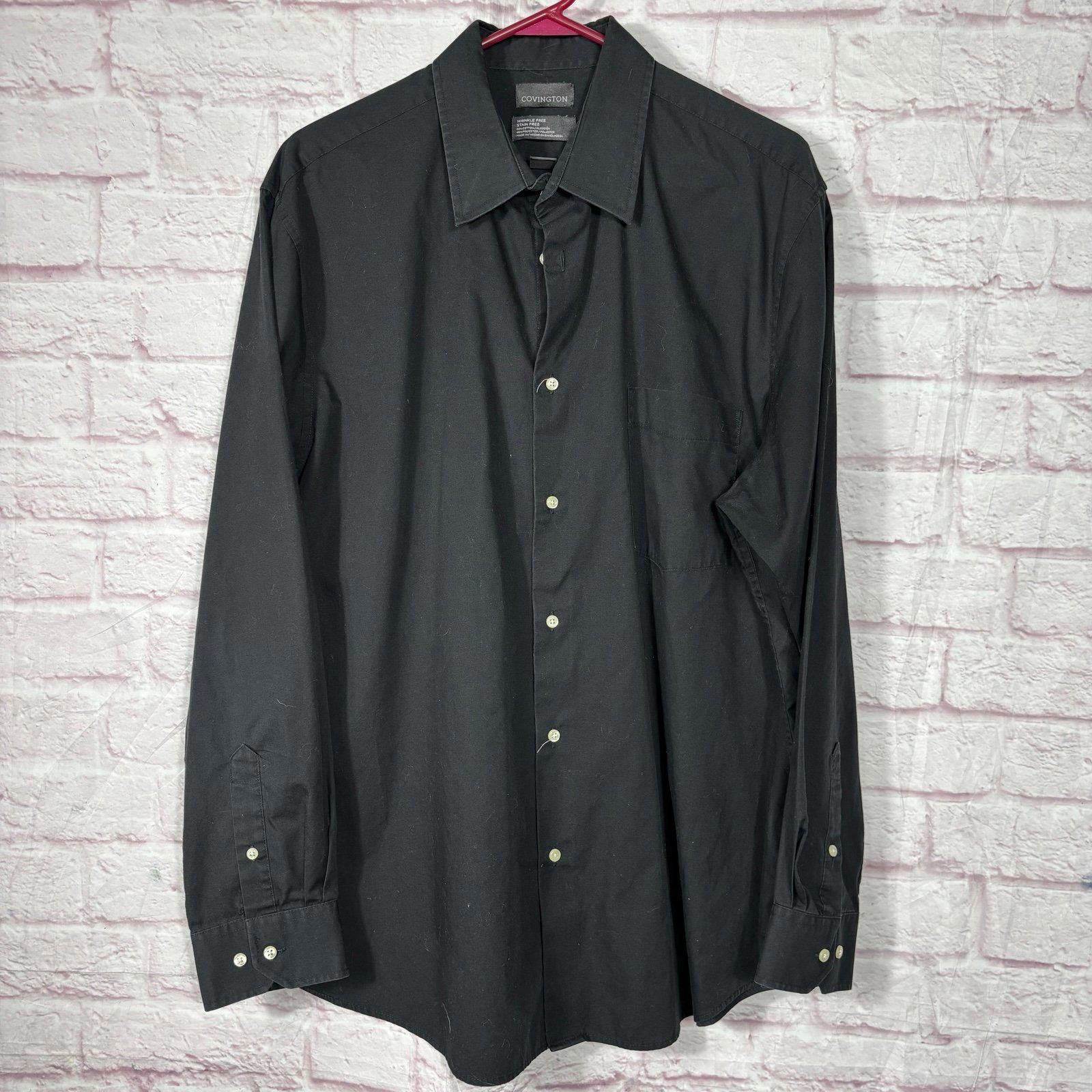 Covington Covington Men's Wrinkle Free Black Dress Shirt 17 1/2 36-37 Size US M / EU 48-50 / 2 - 1 Thumbnail
