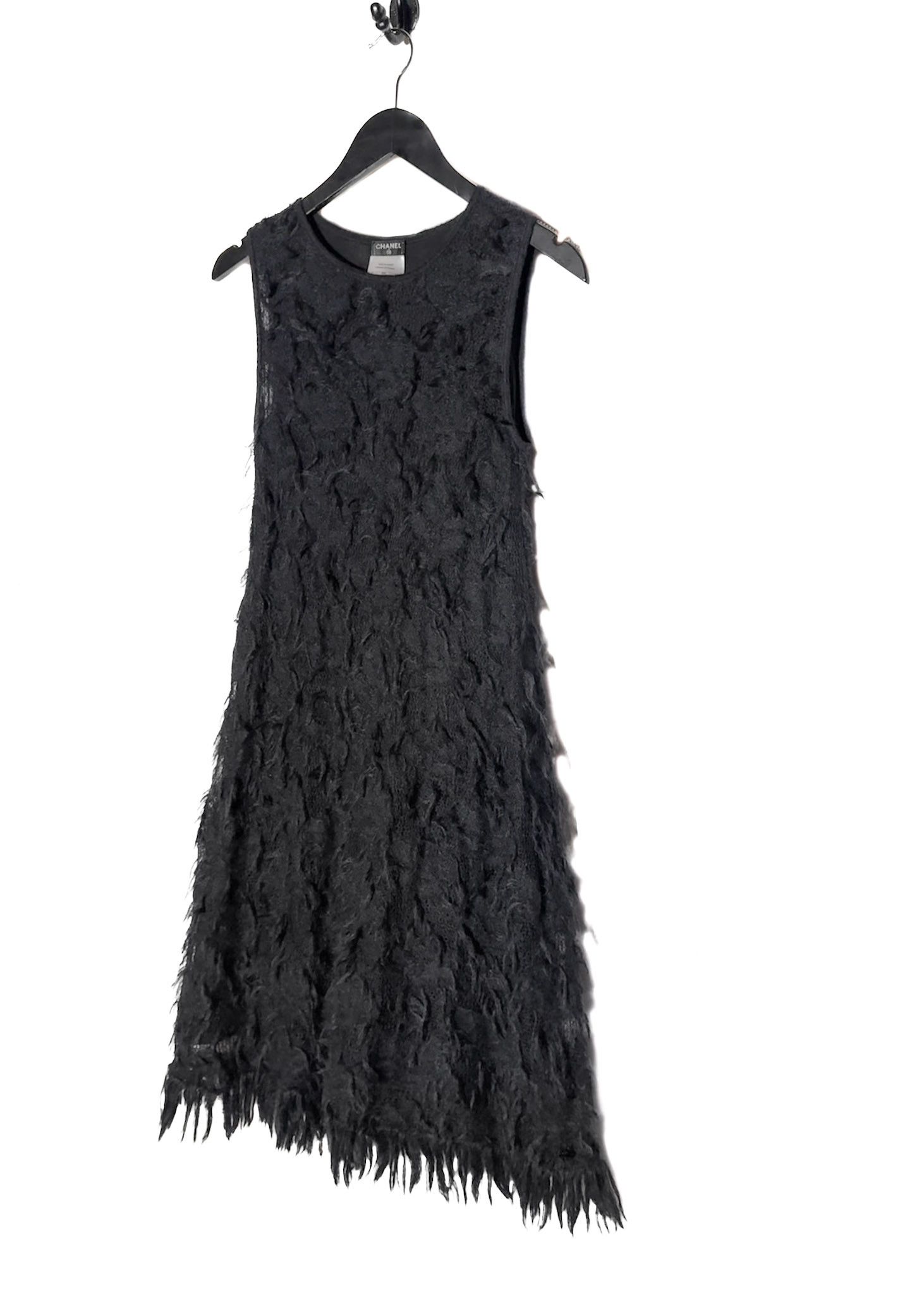 Chanel Chanel FW09 Black Mohair Blend Shift Dress w/ Fringed Shawl Size S / US 4 / IT 40 - 3 Thumbnail