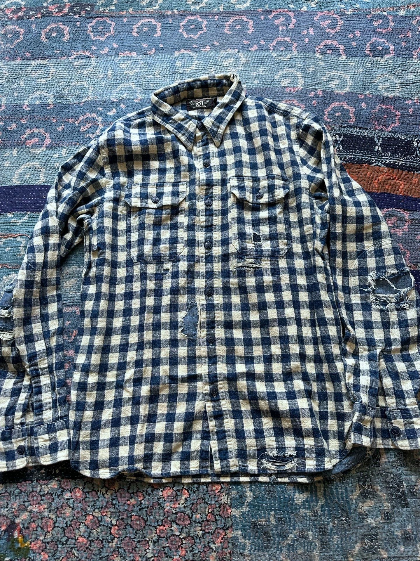 RRL Ralph Lauren RRL Distressed Check Work Shirt M Size US M / EU 48-50 / 2 - 1 Thumbnail