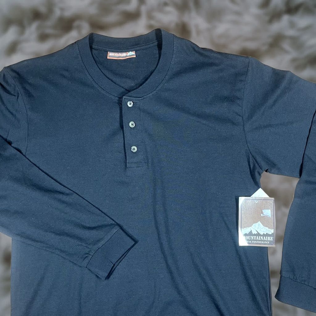 Vintage VINTAGE Mountainaire Henley Shirt Mens XL Extra Large Black Long Sleeve Cotton Blend NWT Size US XL / EU 56 / 4 - 1 Thumbnail